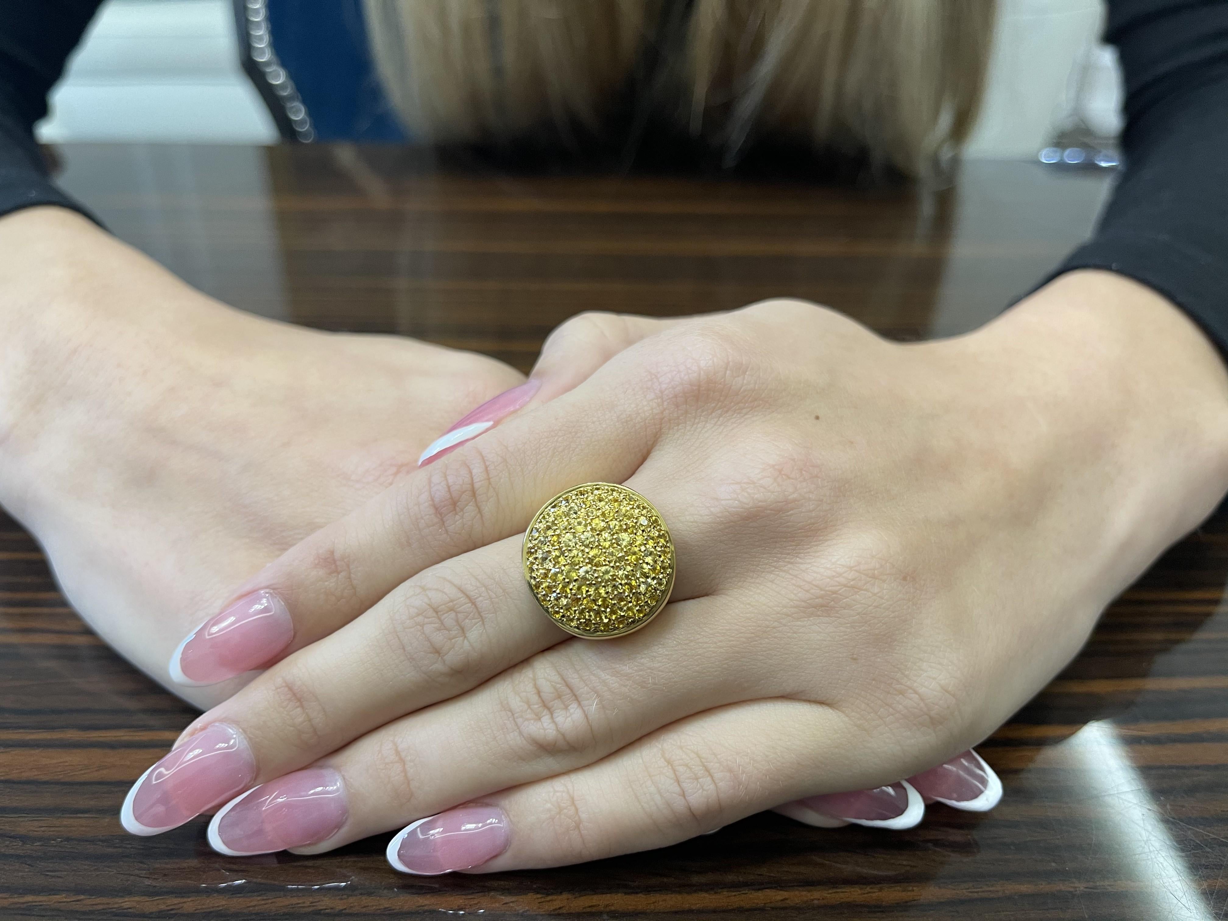 Contemporary 18 Karat Yellow Gold Yellow Sapphire Signet Ring