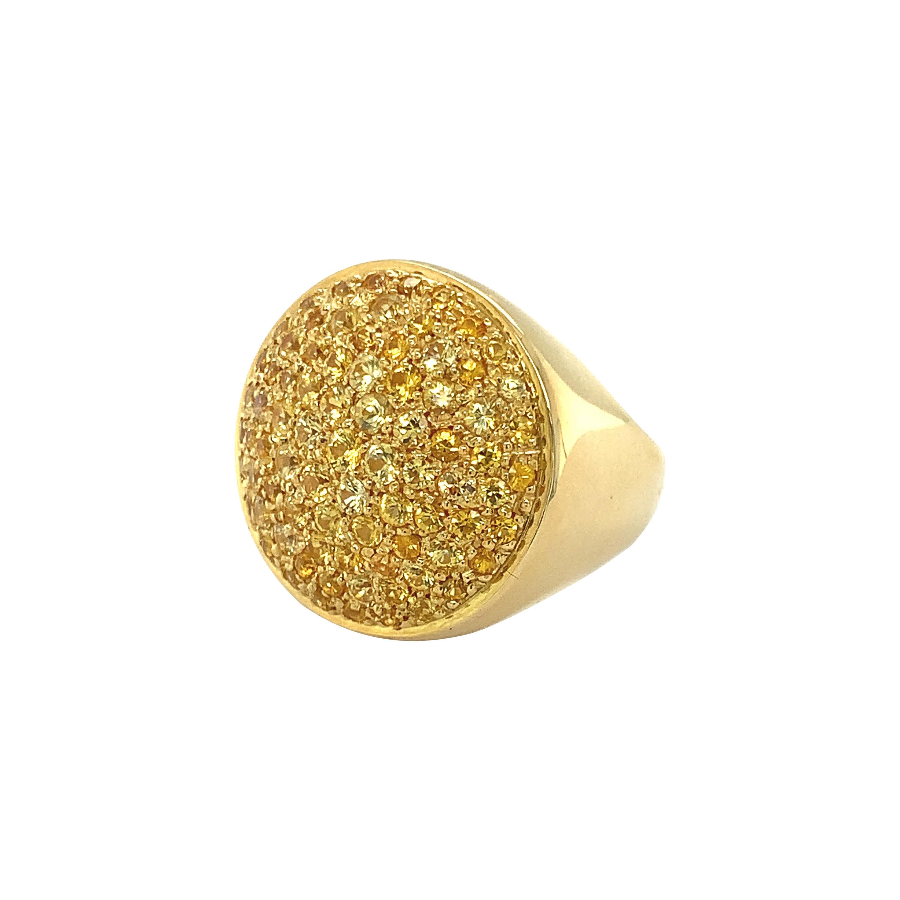 18 Karat Yellow Gold Yellow Sapphire Signet Ring