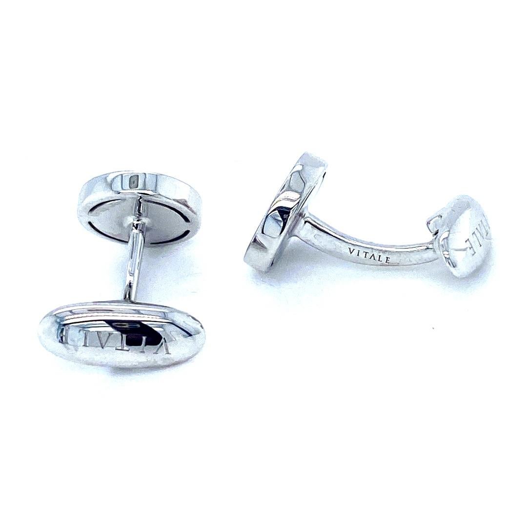 These 18K unique cufflinks are from Ocean Treasures Collection. These very chic cufflinks are made from black mother of pearl in total of 4.0 Carat and white diamonds in total of 0.64 Carat. Total metal weight is 11.80 gr. These cufflinks are a