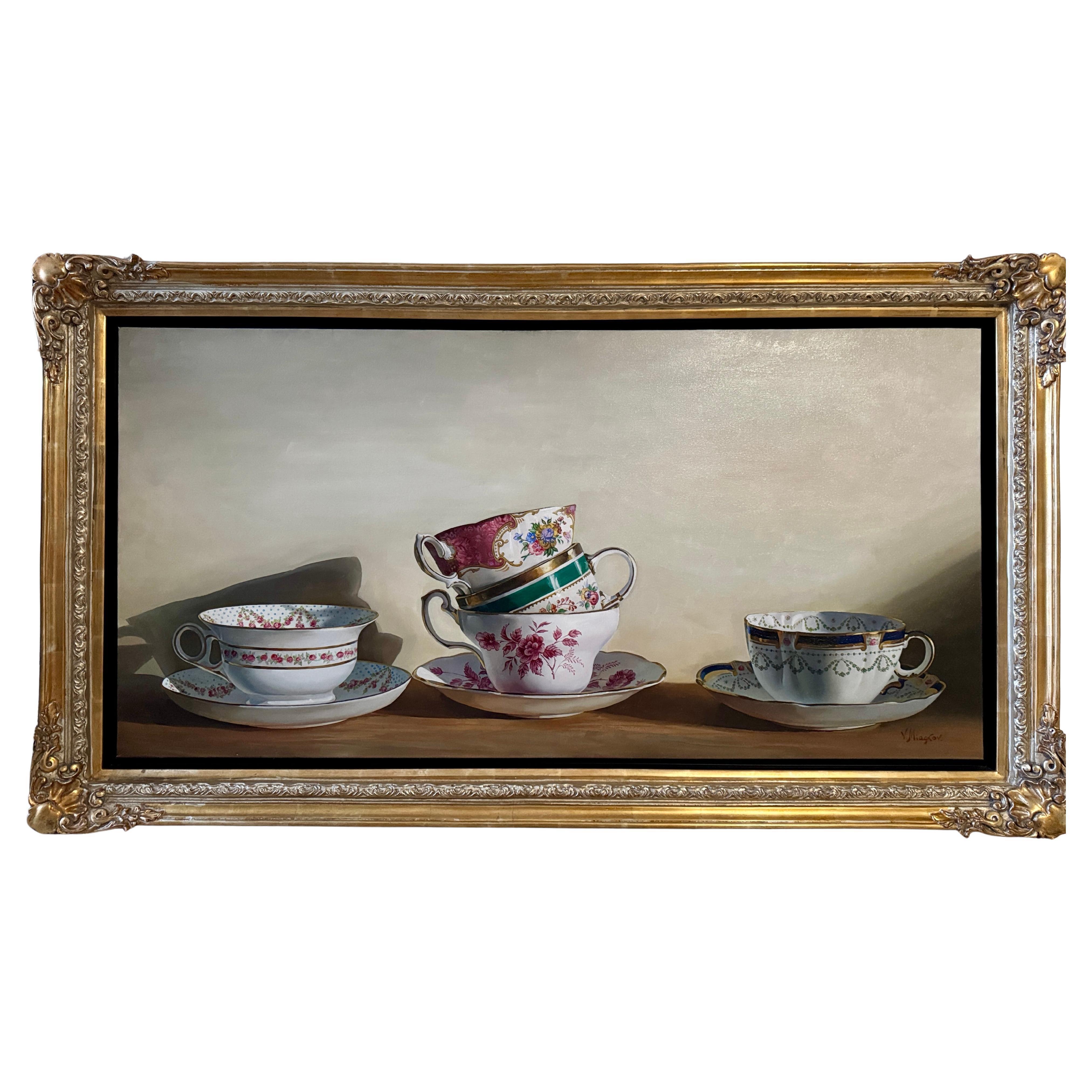 Still-Life Painting de Vitali Miagkov - Bodegón con tazas y platillos