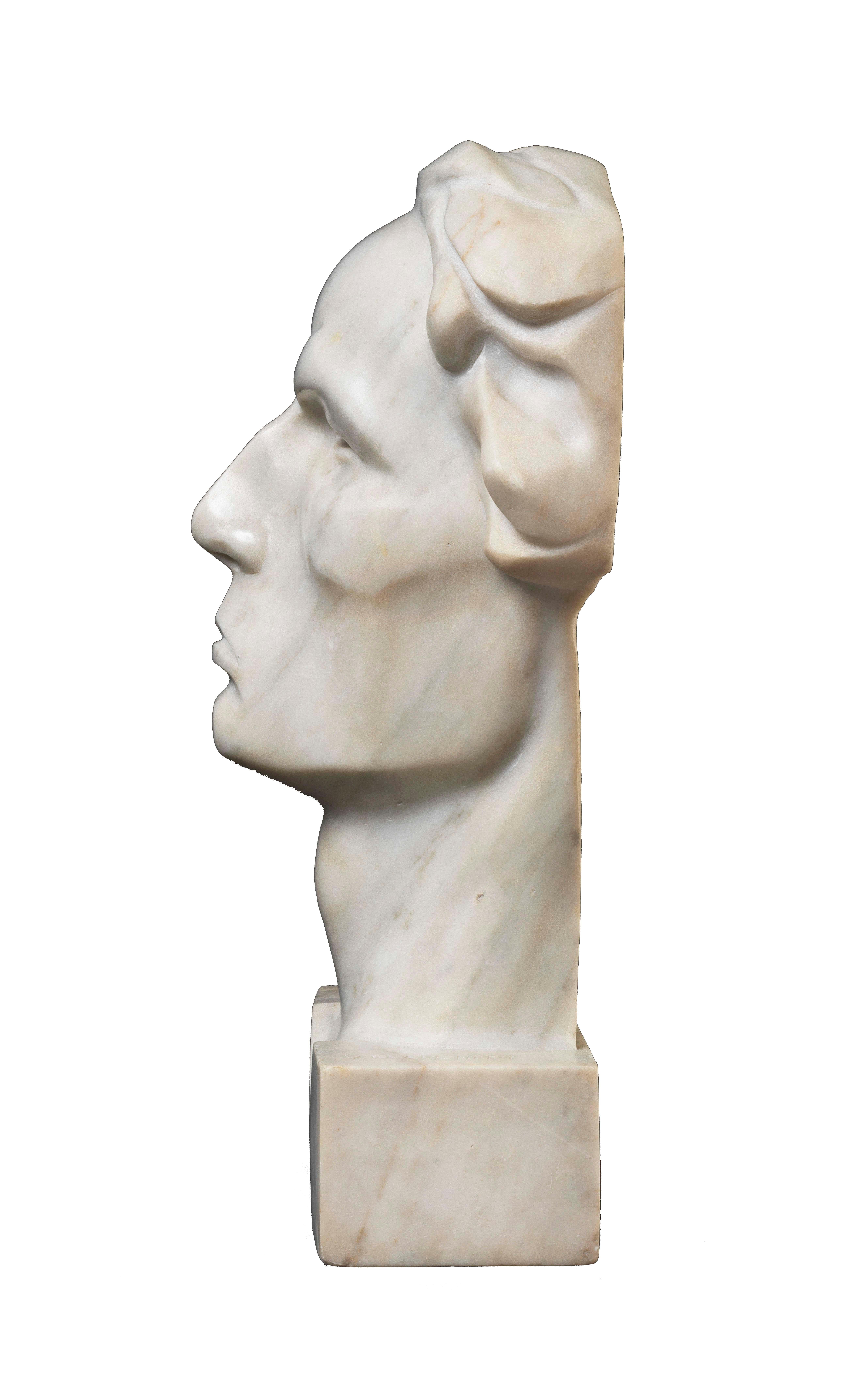 Ardito (Portrait of a Man) - Symbolist Sculpture by Vitaliano Marchini