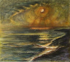 La Lune d'or, peinture, acrylique sur toile