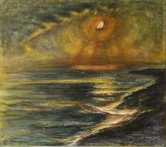 Luna d'oro, Pittura, Acrilico su tela