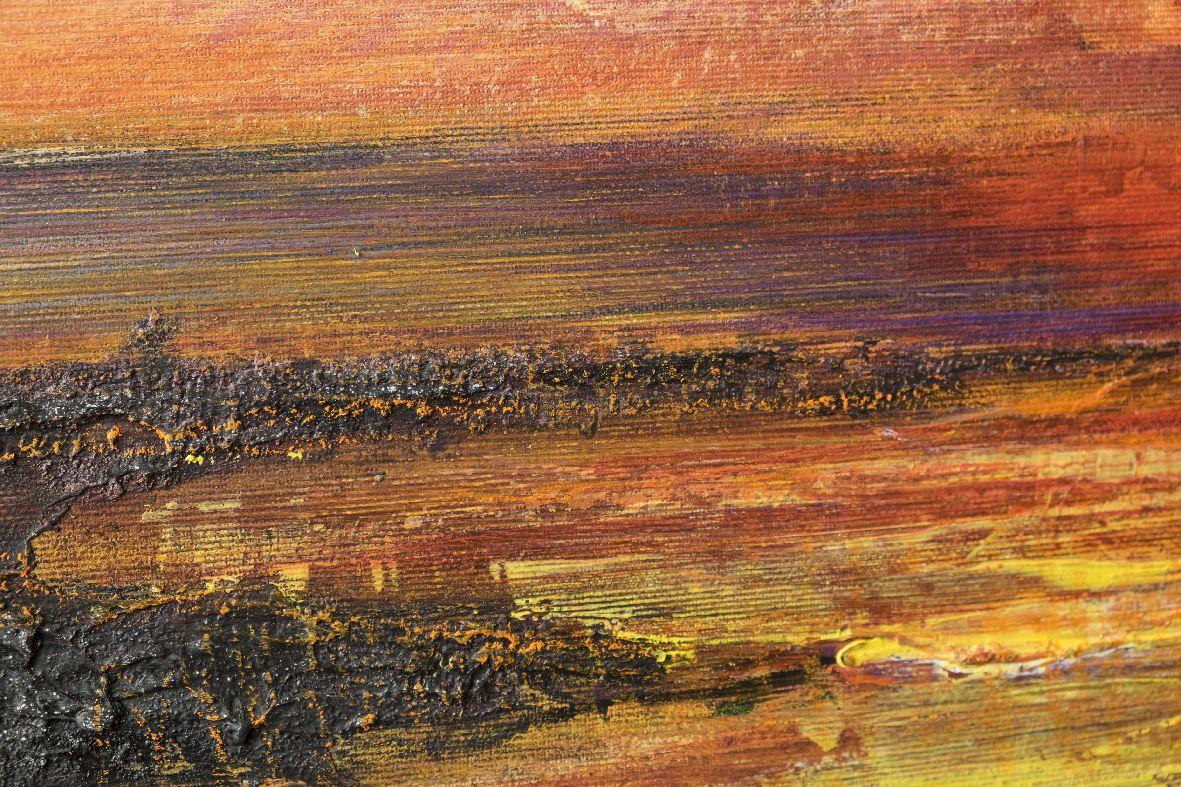 Peinture - mosaïque du coucher du soleil, acrylique sur toile - Abstrait Painting par Vitaliy Pryzant