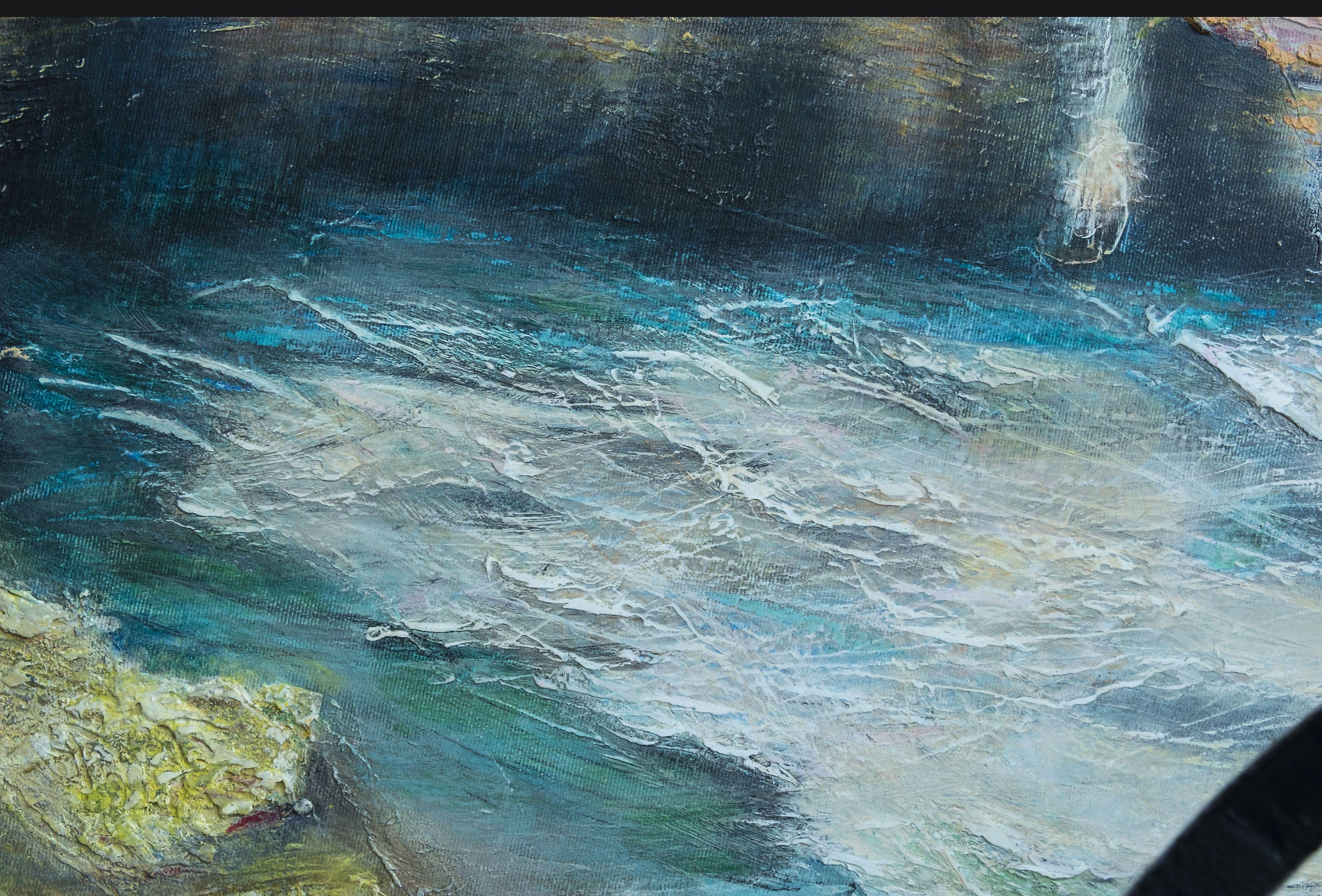 Tramonto sullo sfondo di un temporale, Pittura, Acrilico su Tela - Painting Astratto di Vitaliy Pryzant