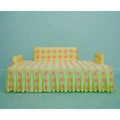 "Vitamin D" Hand-Embroidered Yellow and Magenta Silk Sofa
