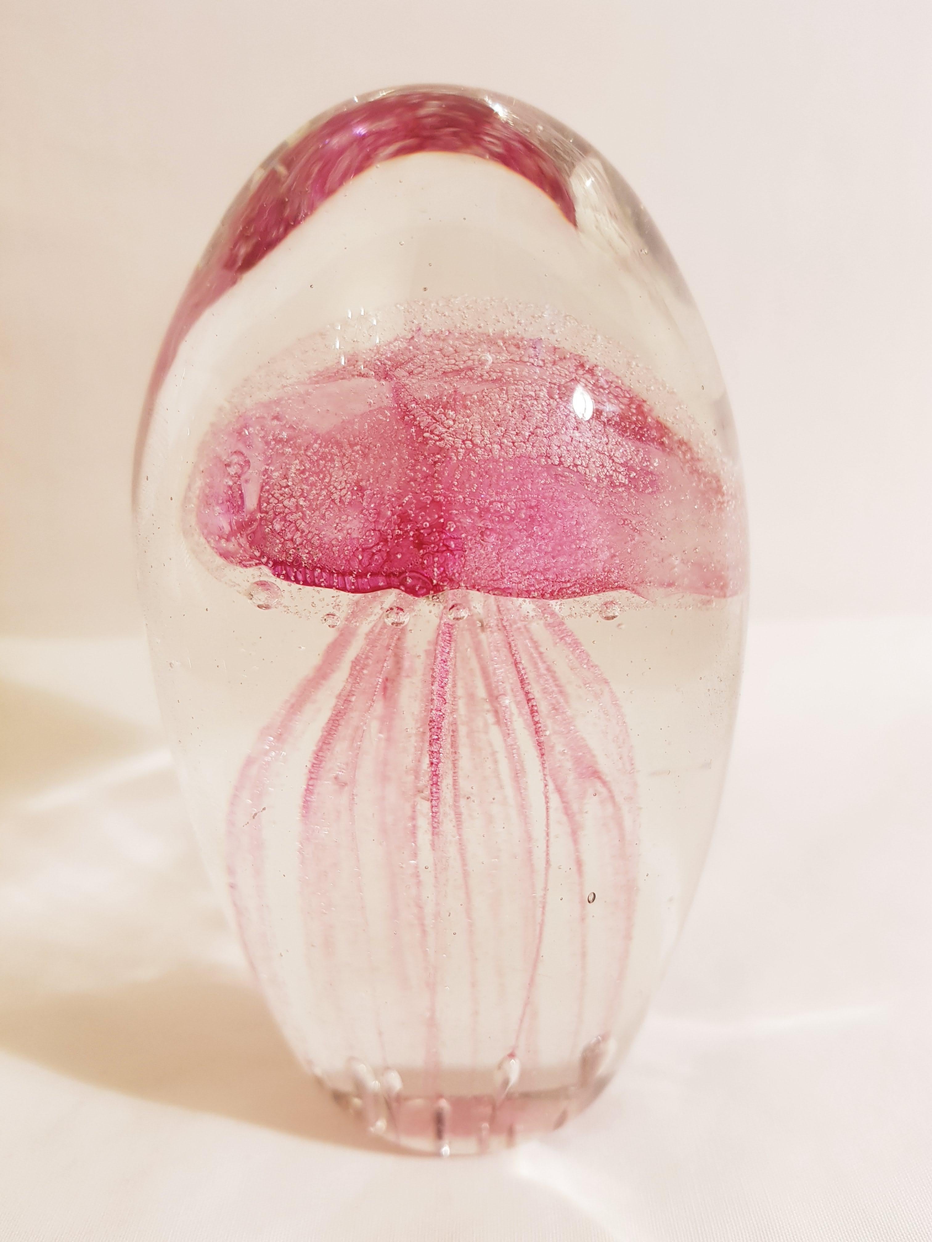 Italian Vitange Art Deco Jellyfish Glass Paperweight For Sale