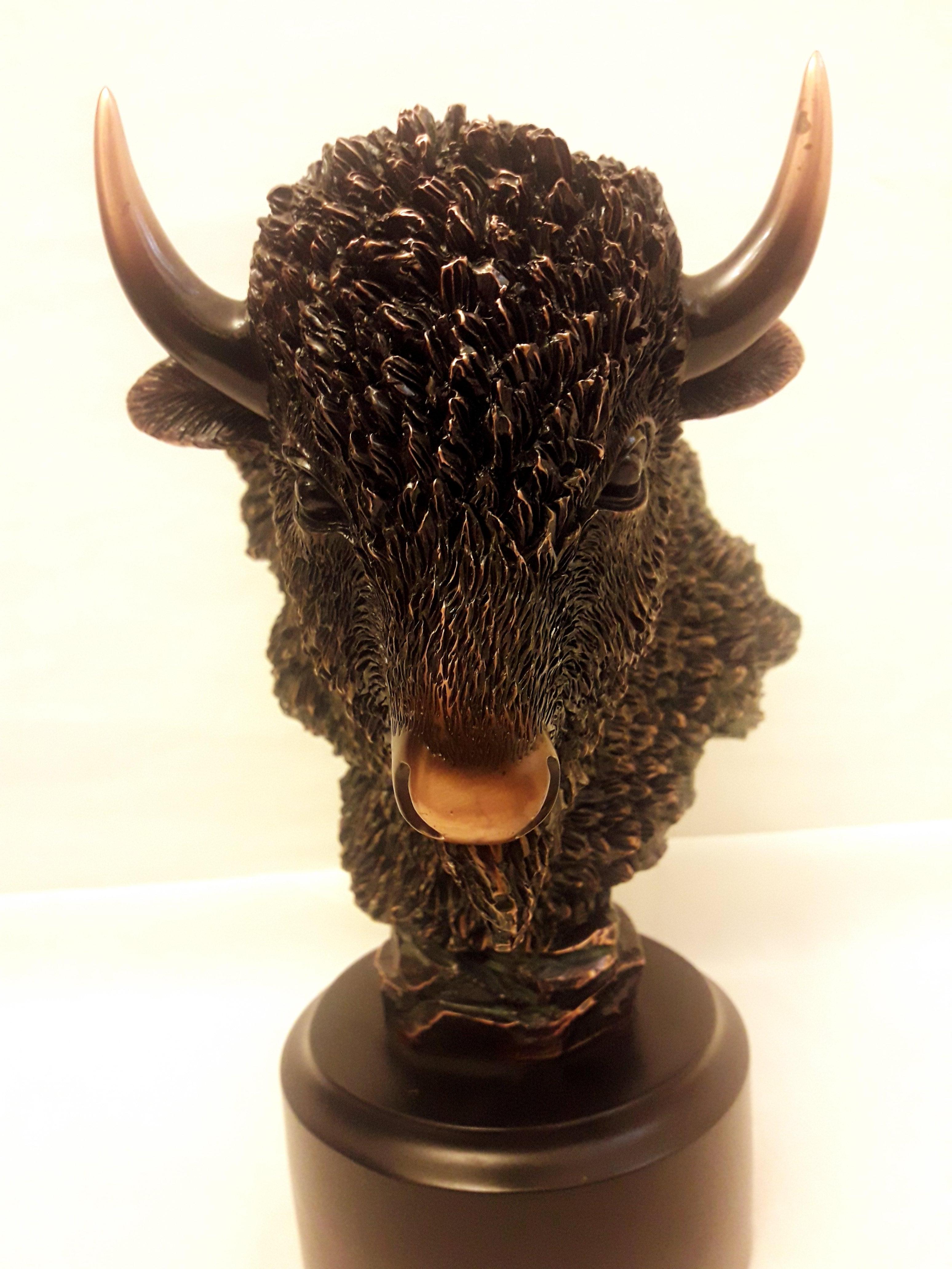 Vitange Bison Head Sculpture Copper Plated For Sale 1