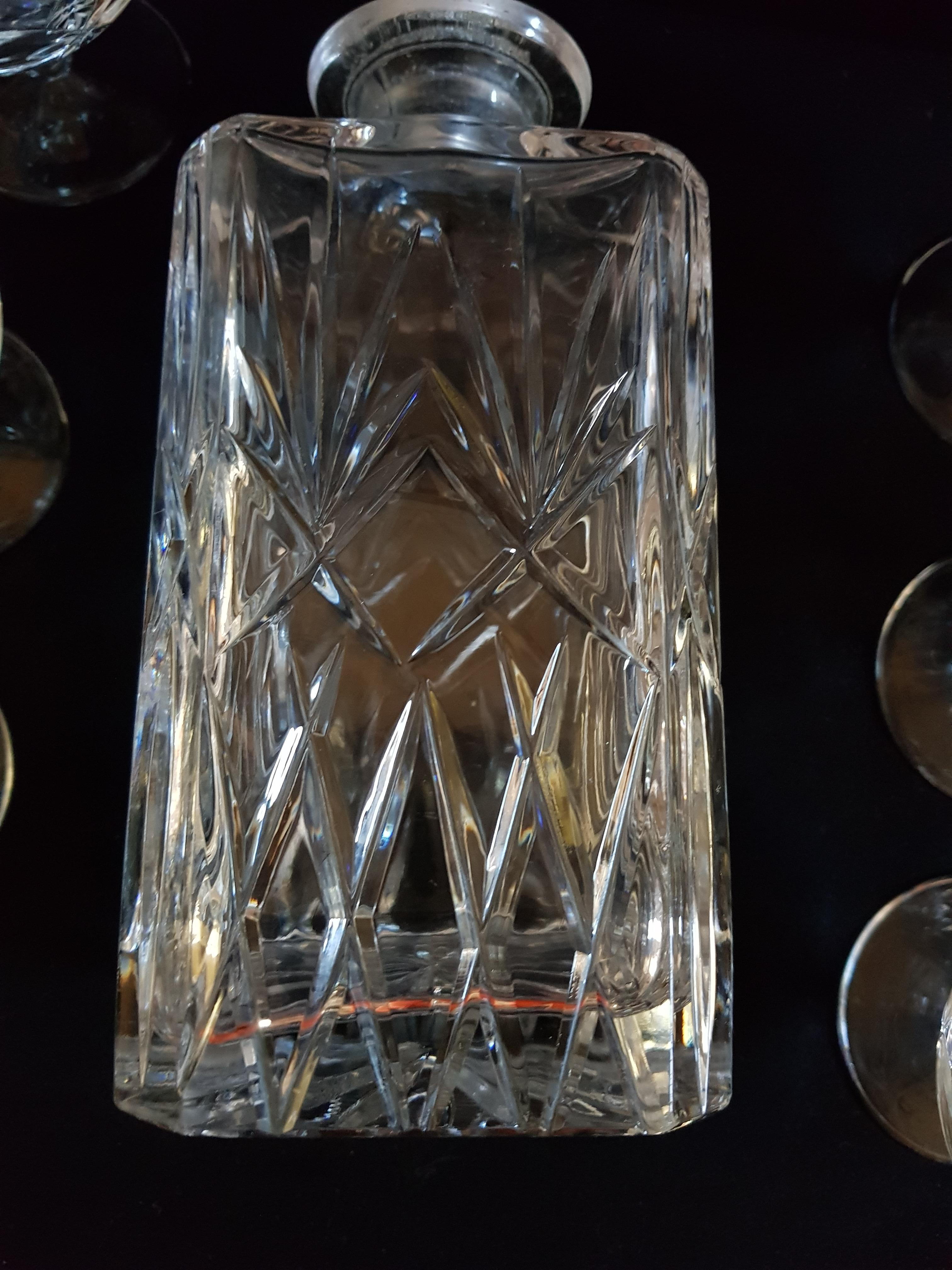 Late 20th Century Vitange Bohemian Crystal Cut Drinking Set For Sale