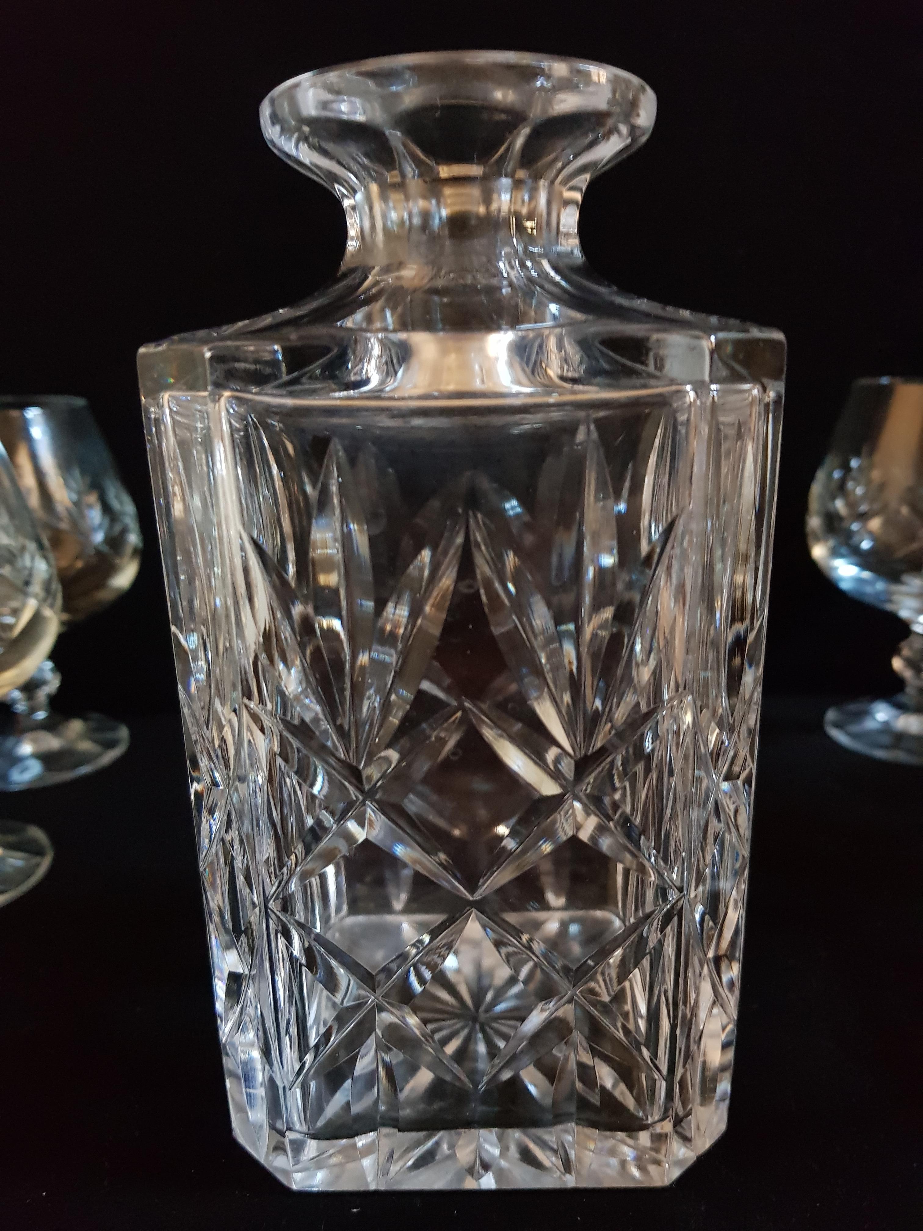 Hand-Crafted Vitange Bohemian Crystal Drinking Set For Sale