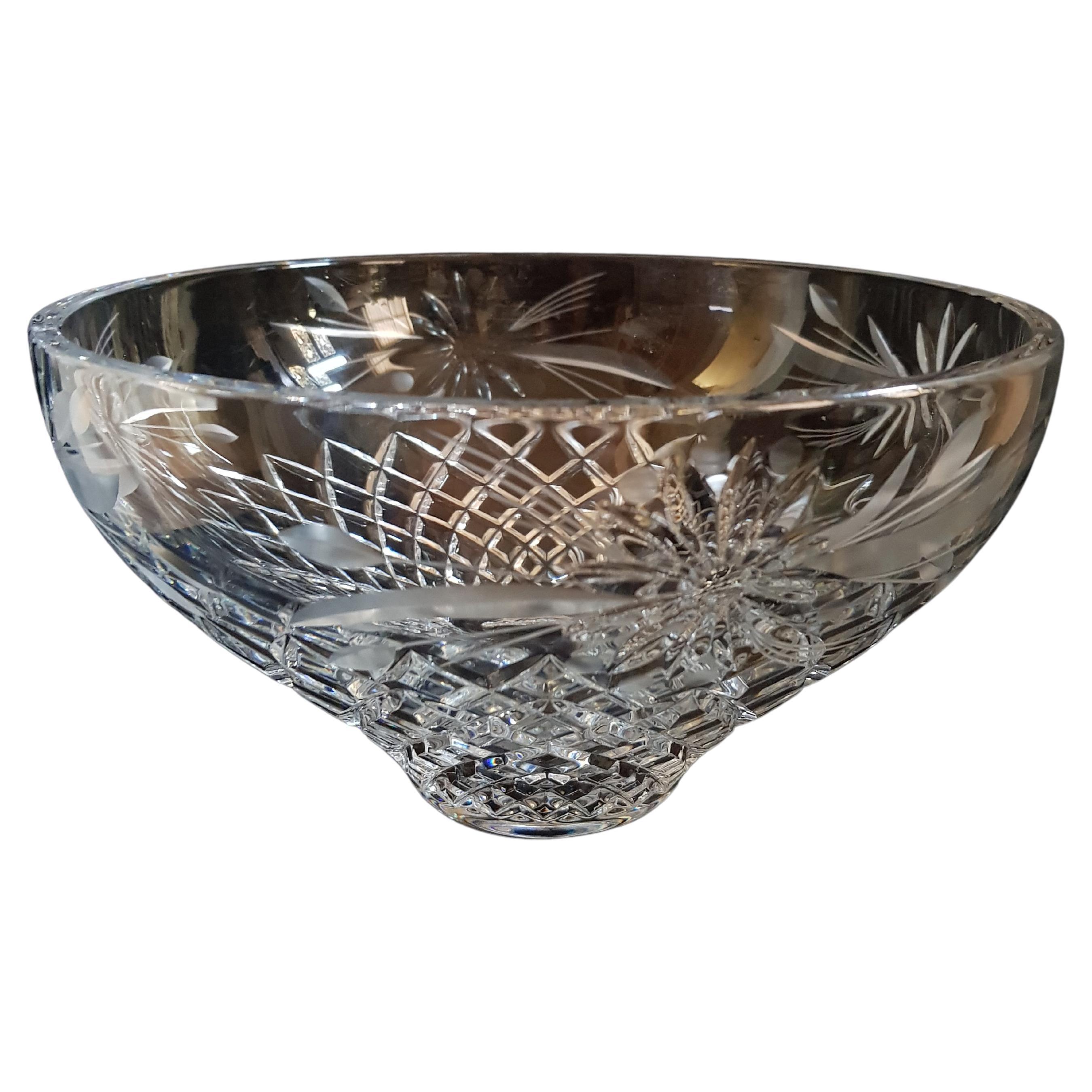 Vitange Bohemian Cut and Engraved Crystal Bowl