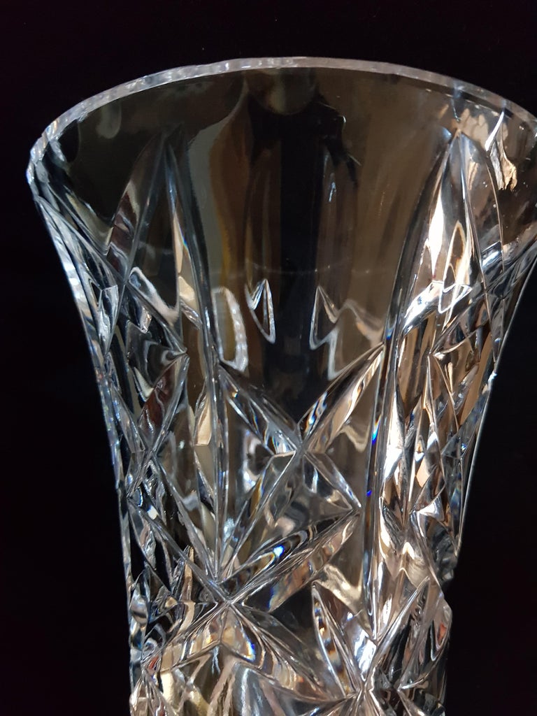 Vintage Bohemian Deep Cut Crystal Vase For Sale at 1stDibs antique