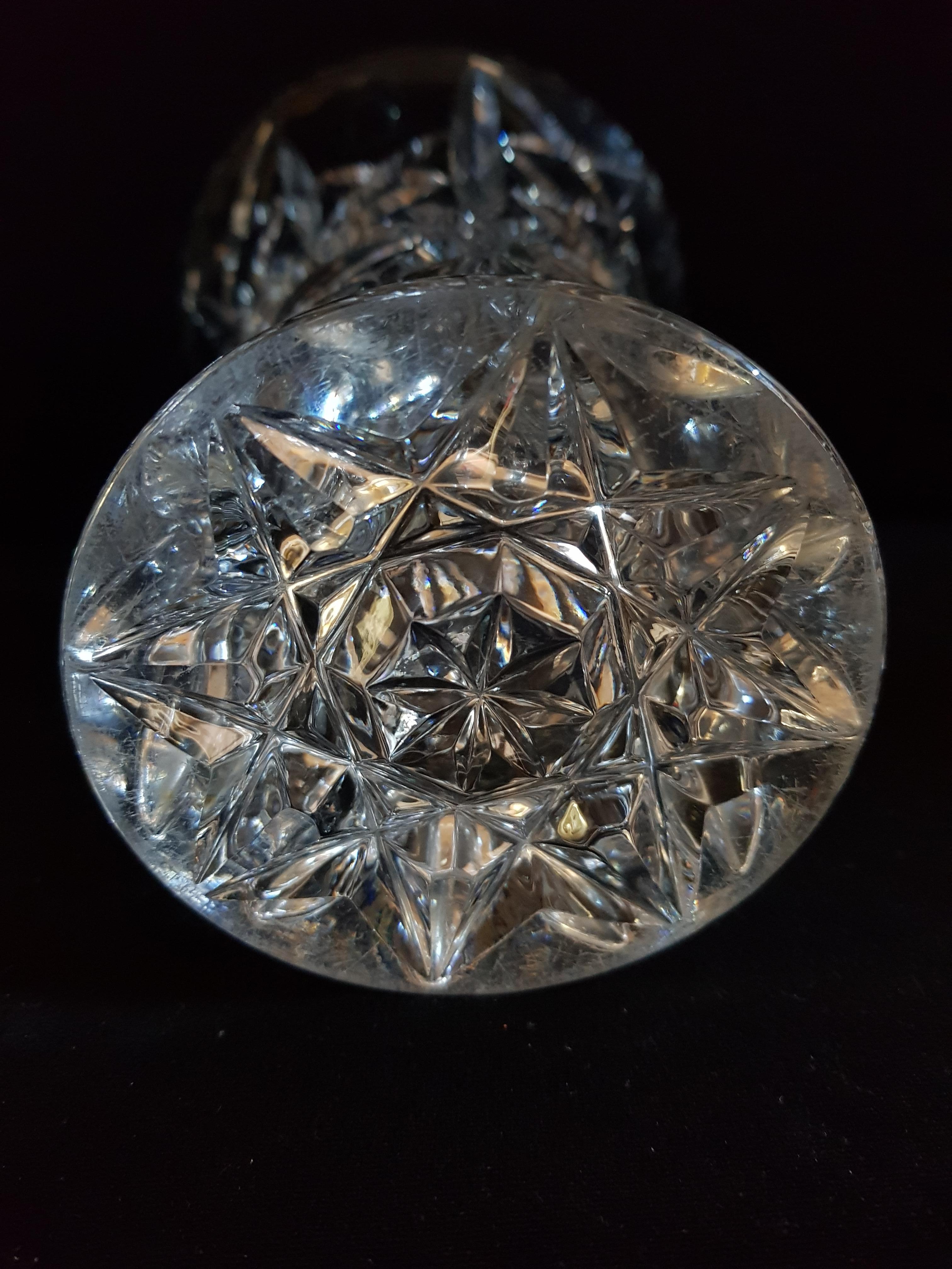 Art Deco Vintage Bohemian Deep Cut Crystal Vase For Sale