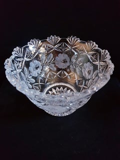 Vitange Bohemian Engraved Crystal Bowl
