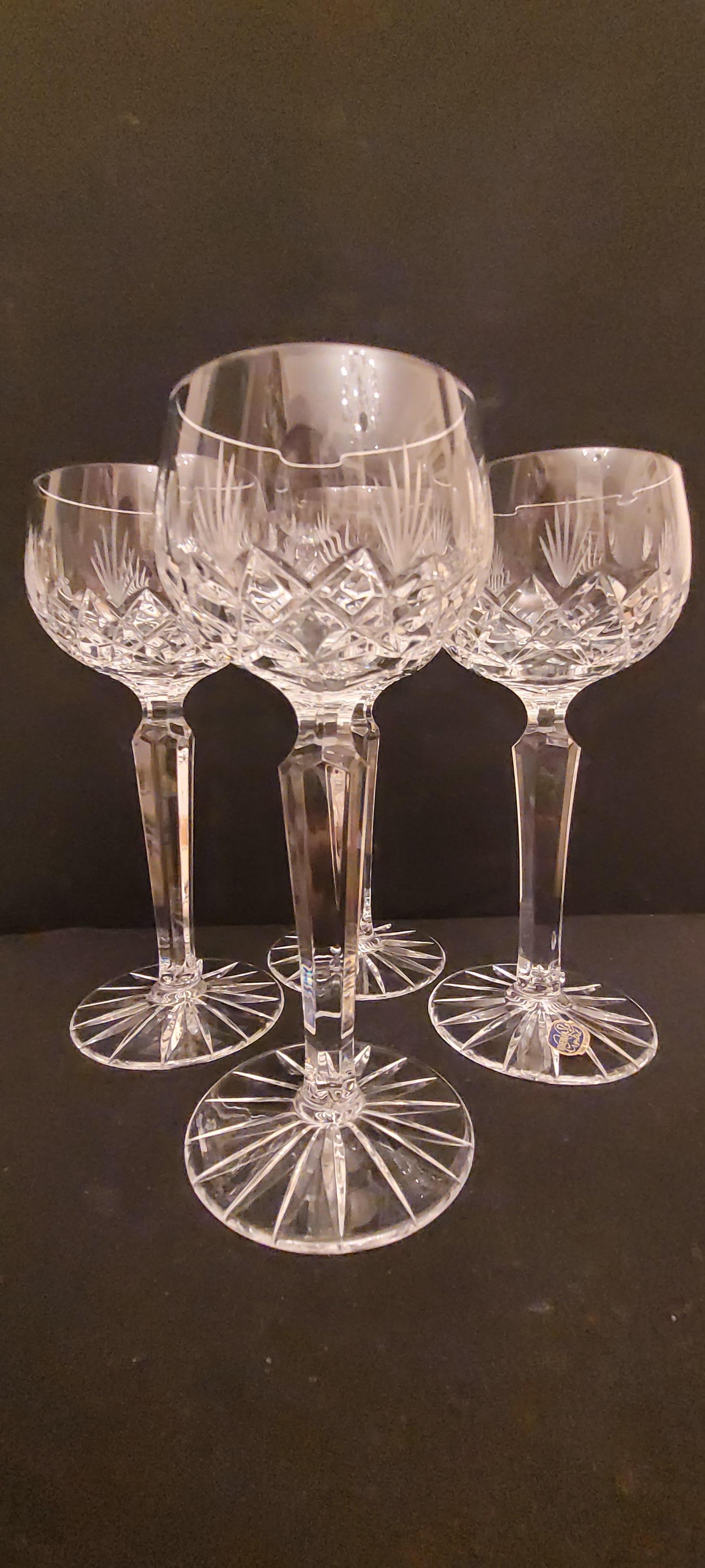 Beautiful vitange Bohemian hand brilliant cut crystal set of 4 glasses brilliant condition.