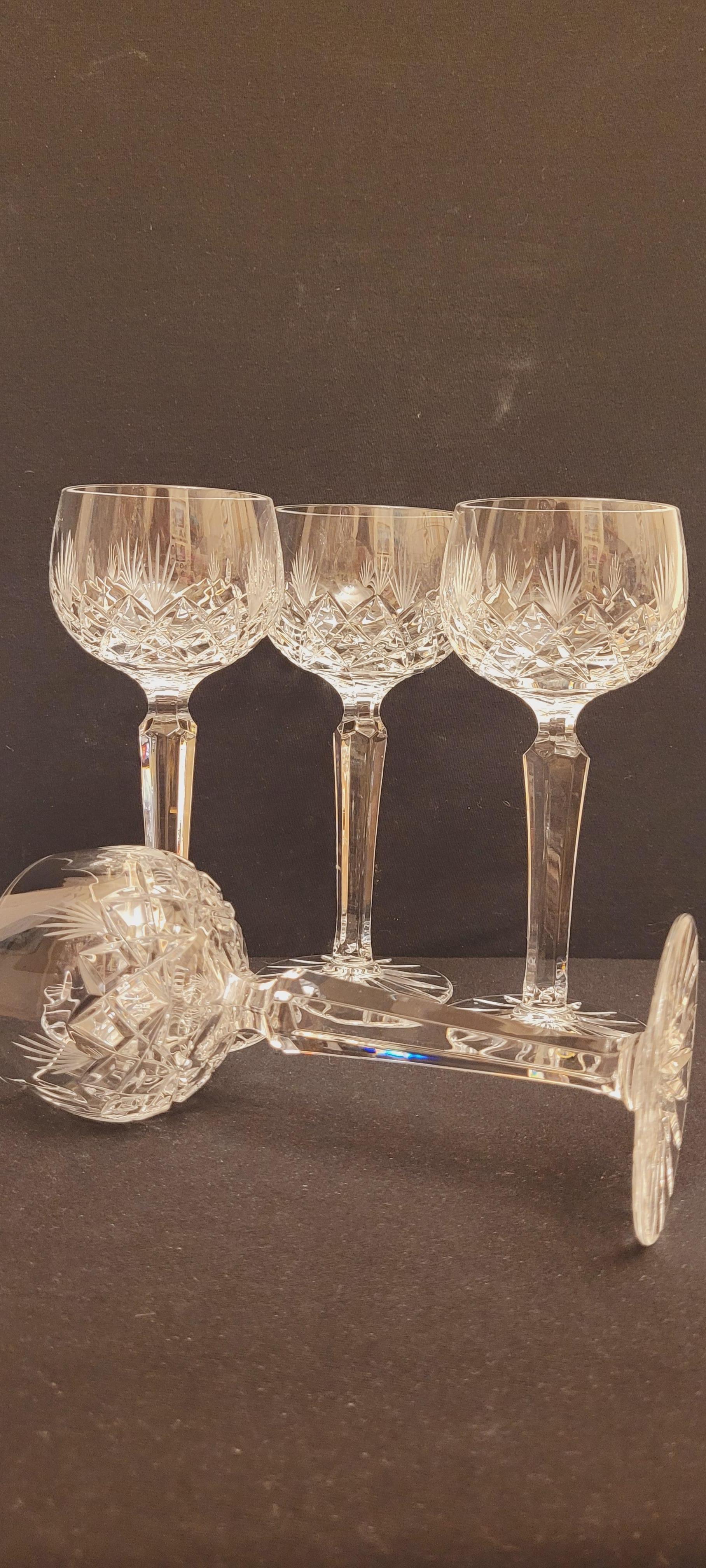 Hand-Crafted Vitange Bohemian Hand Brilliant Cut Crystal Set Glasses For Sale