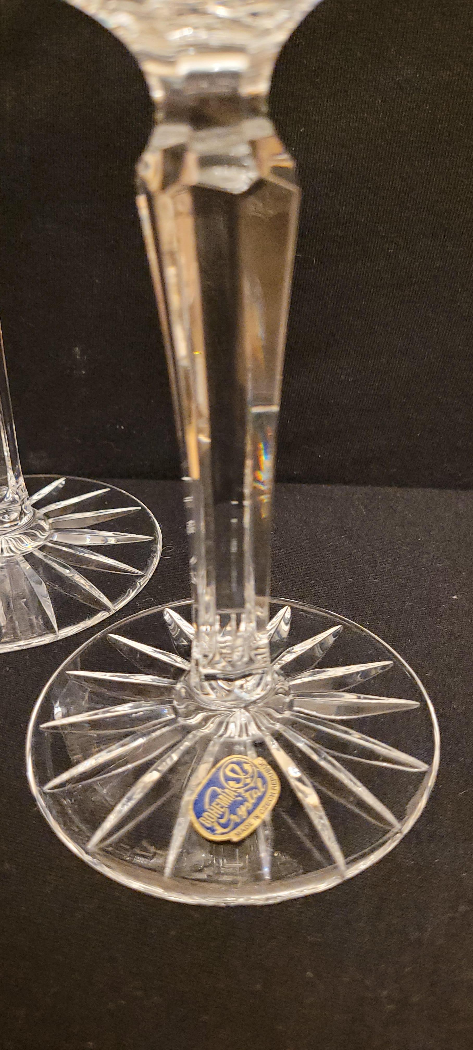 Mid-20th Century Vitange Bohemian Hand Brilliant Cut Crystal Set Glasses For Sale