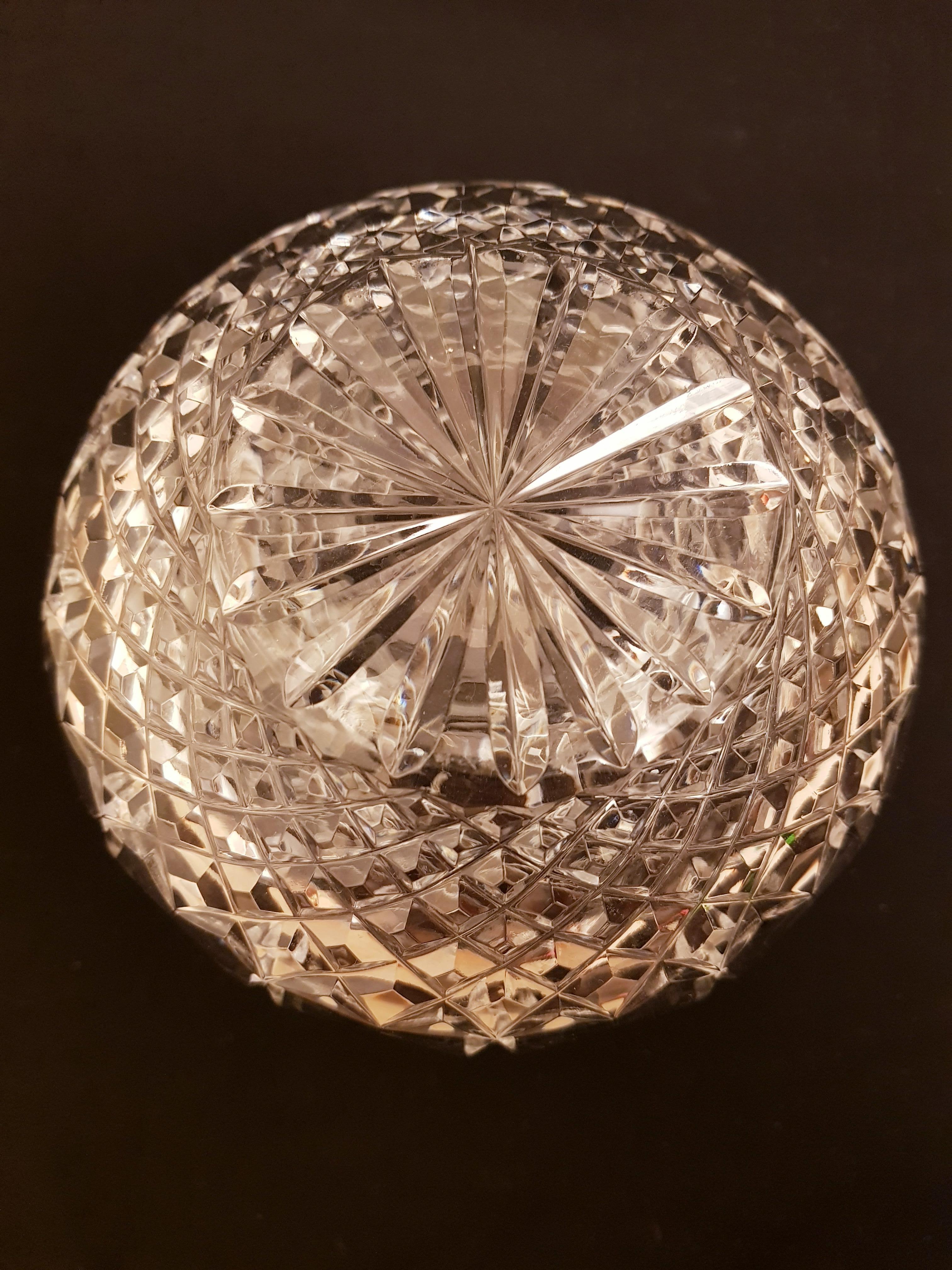 Czech Vitange Bohemian Hand Cut Crystal Vase For Sale