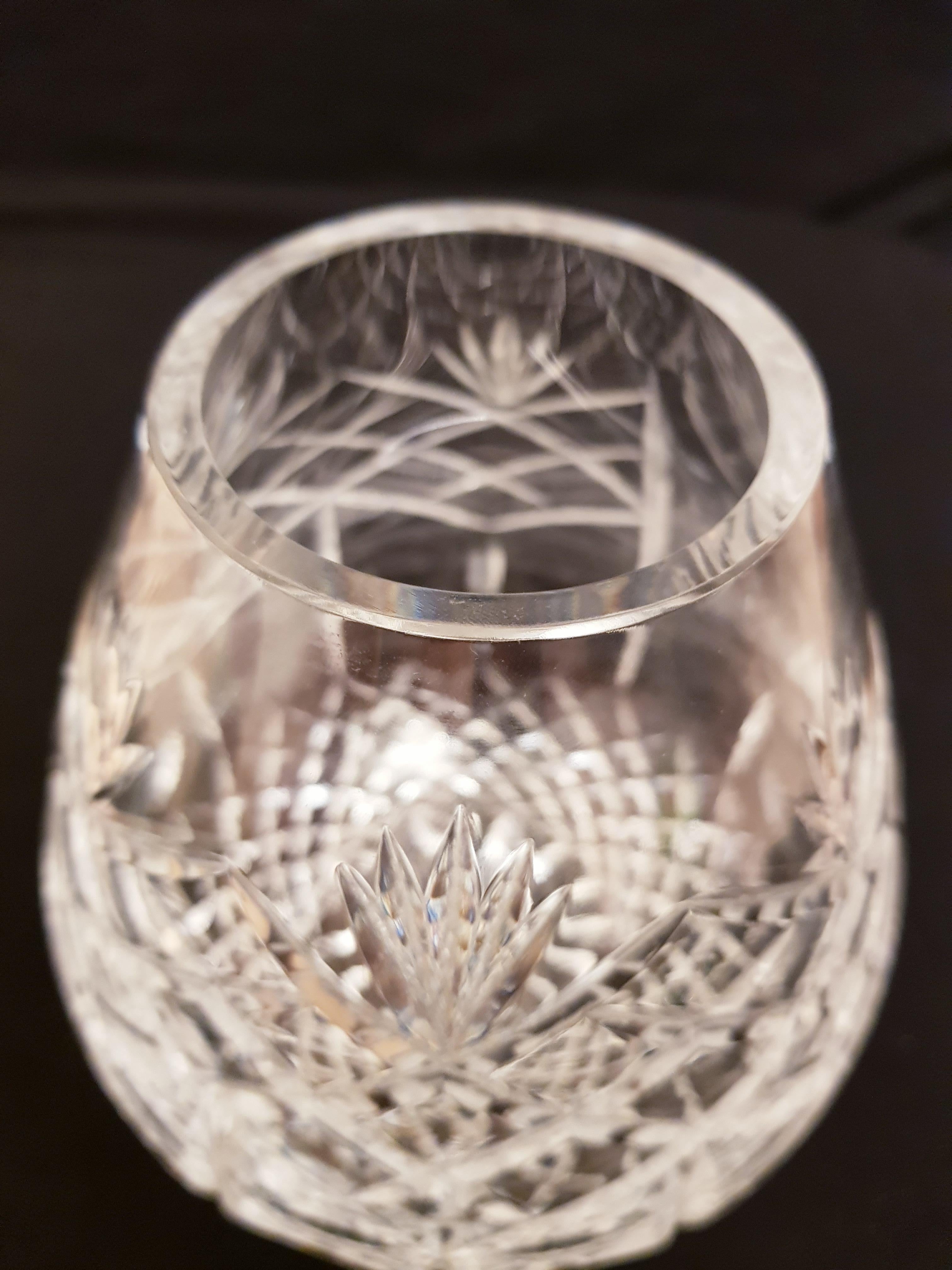 Hand-Crafted Vitange Bohemian Hand Cut Crystal Vase For Sale