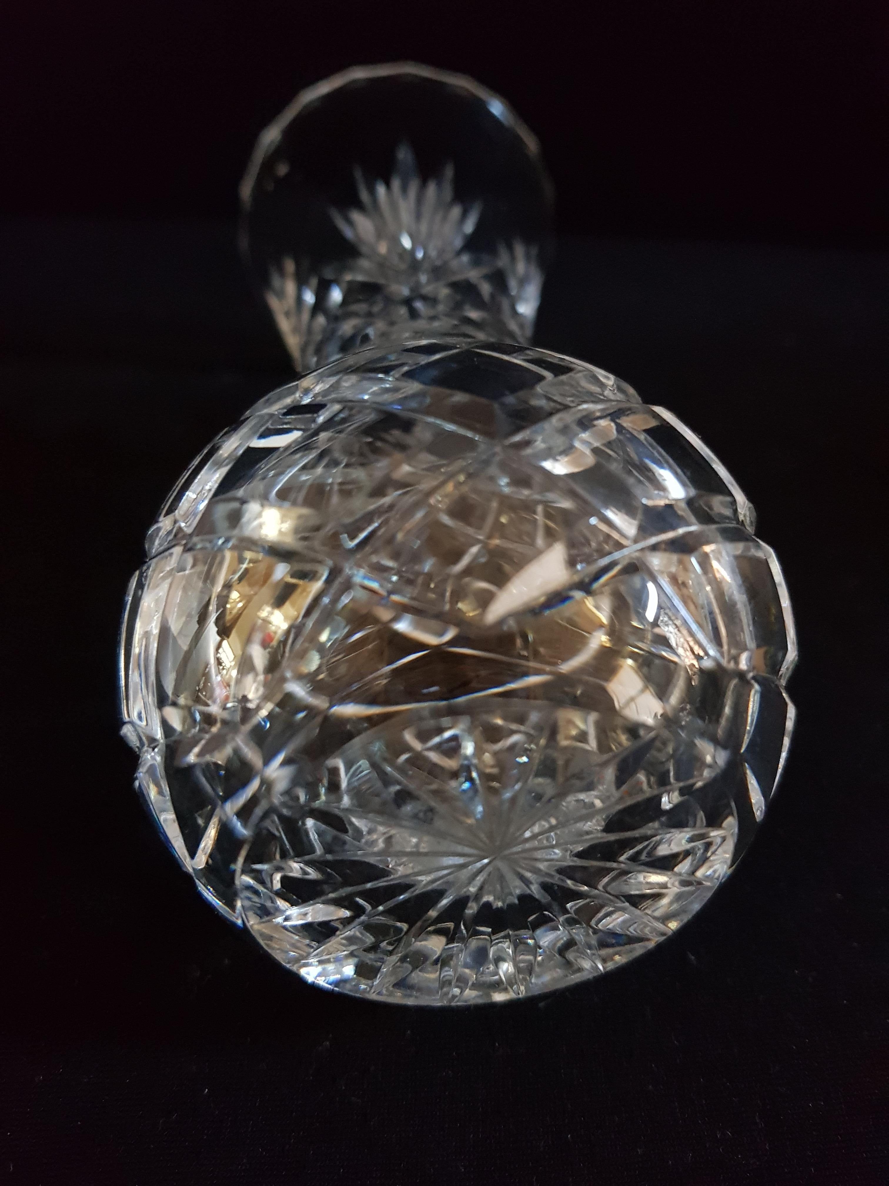 Late 20th Century Vitange Bohemian Hand Cut Crystal Vases For Sale