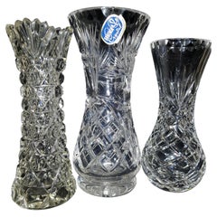 Vitange Bohemian Hand Cut Crystal Vases 