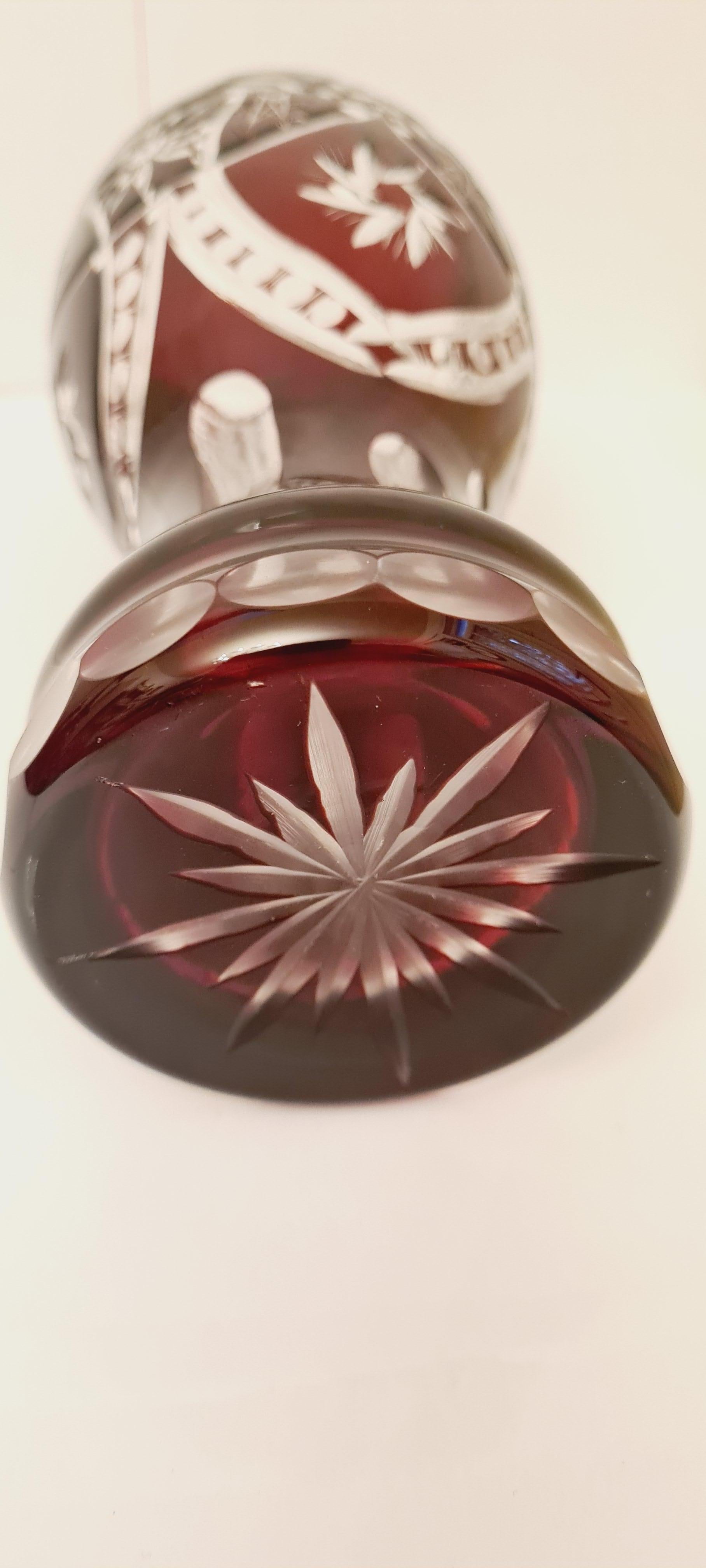 Czech Vintage Bohemian Ruby Crystal Vase For Sale