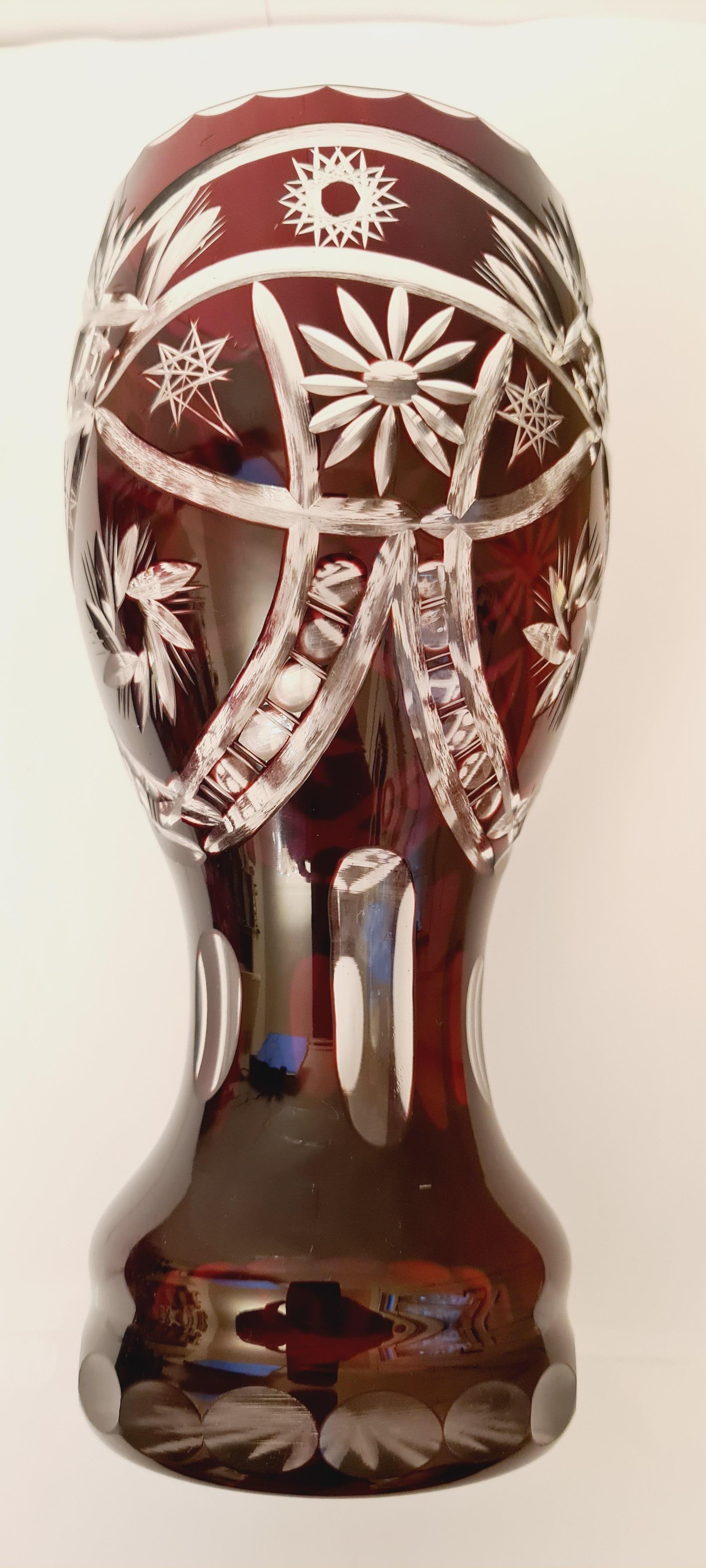 Other Vintage Bohemian Ruby Crystal Vase For Sale