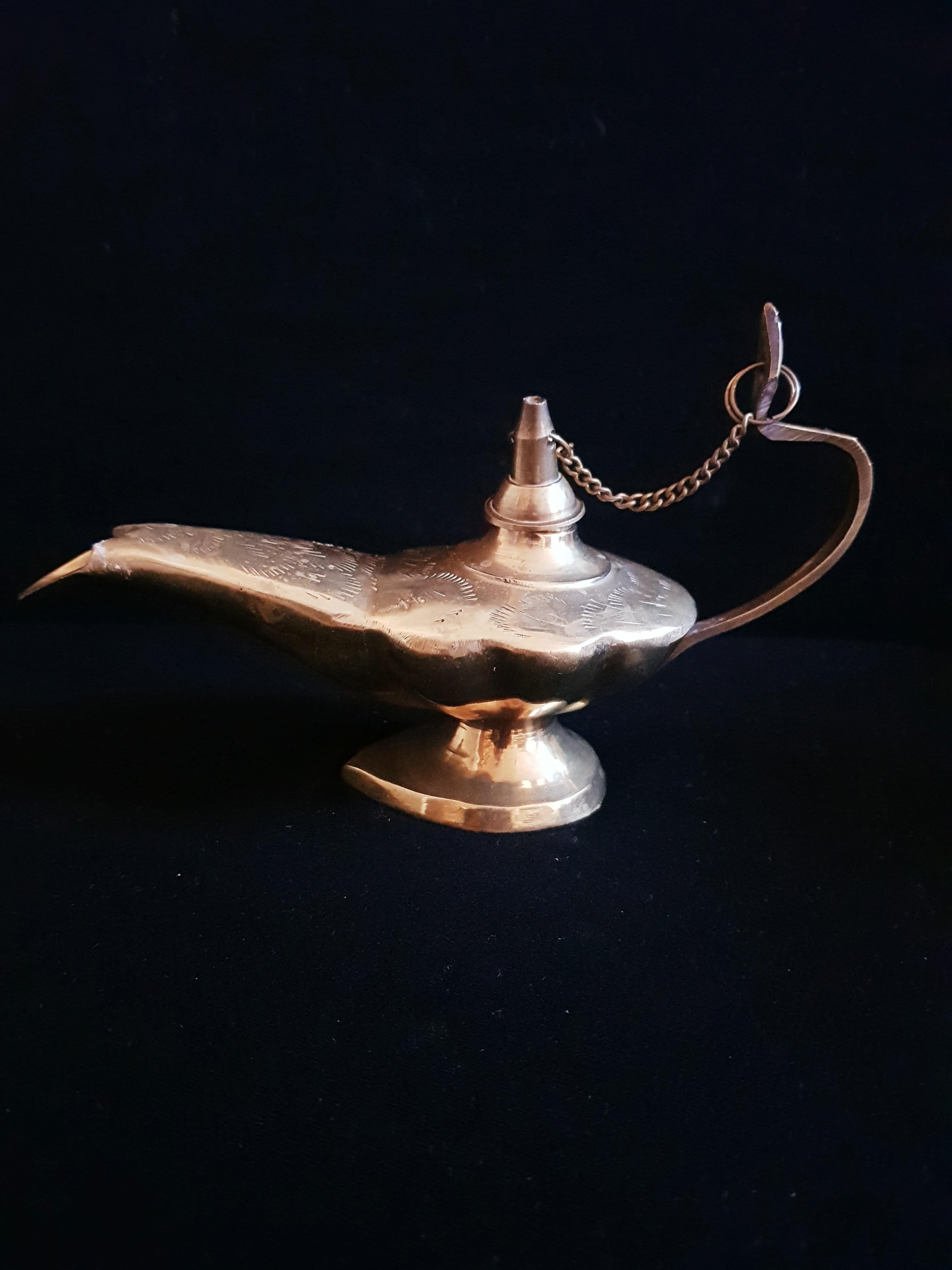 Arts and Crafts Vitange Brass Oil Lamp For Sale