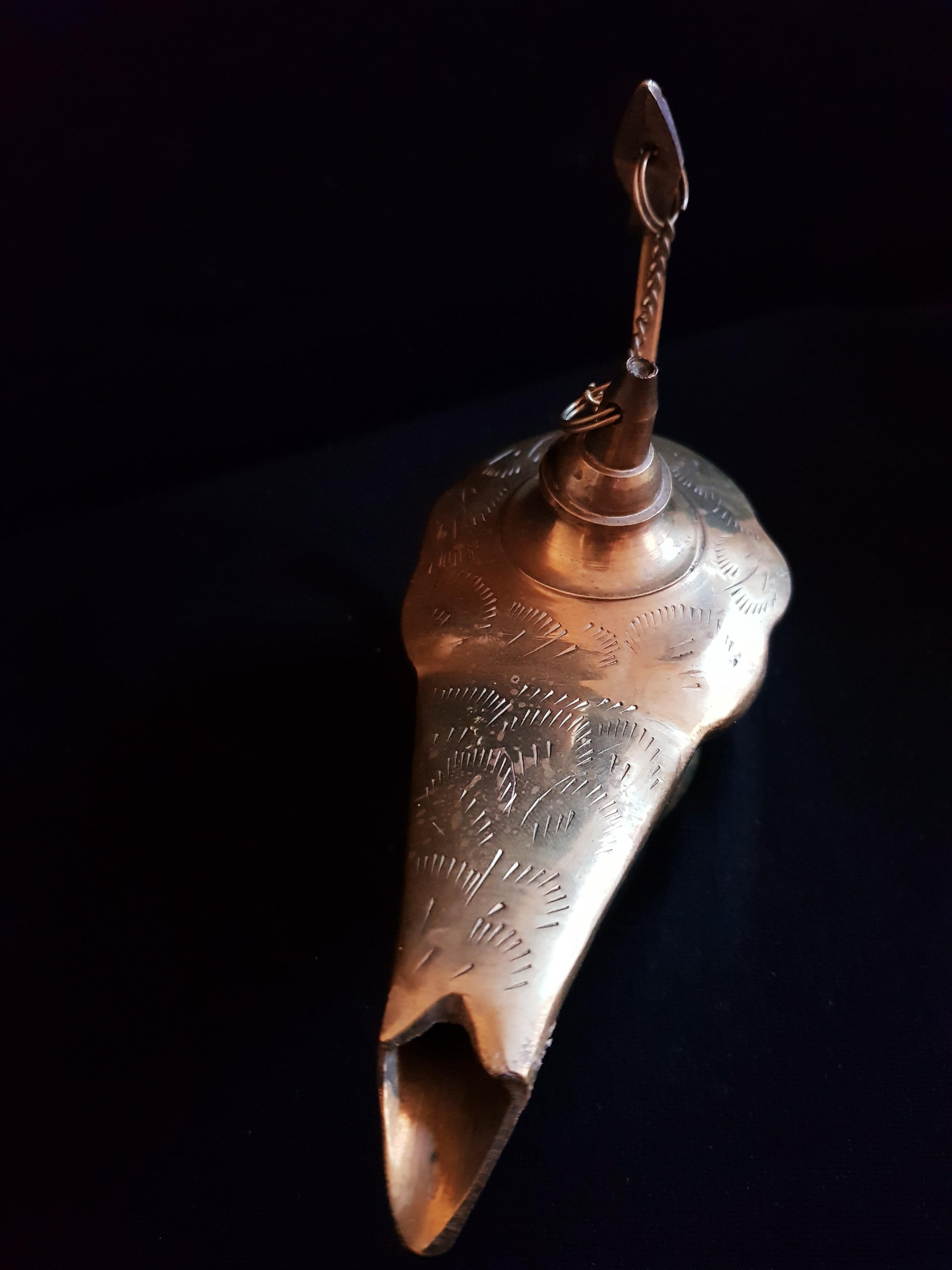 Hand-Crafted Vitange Brass Oil Lamp For Sale