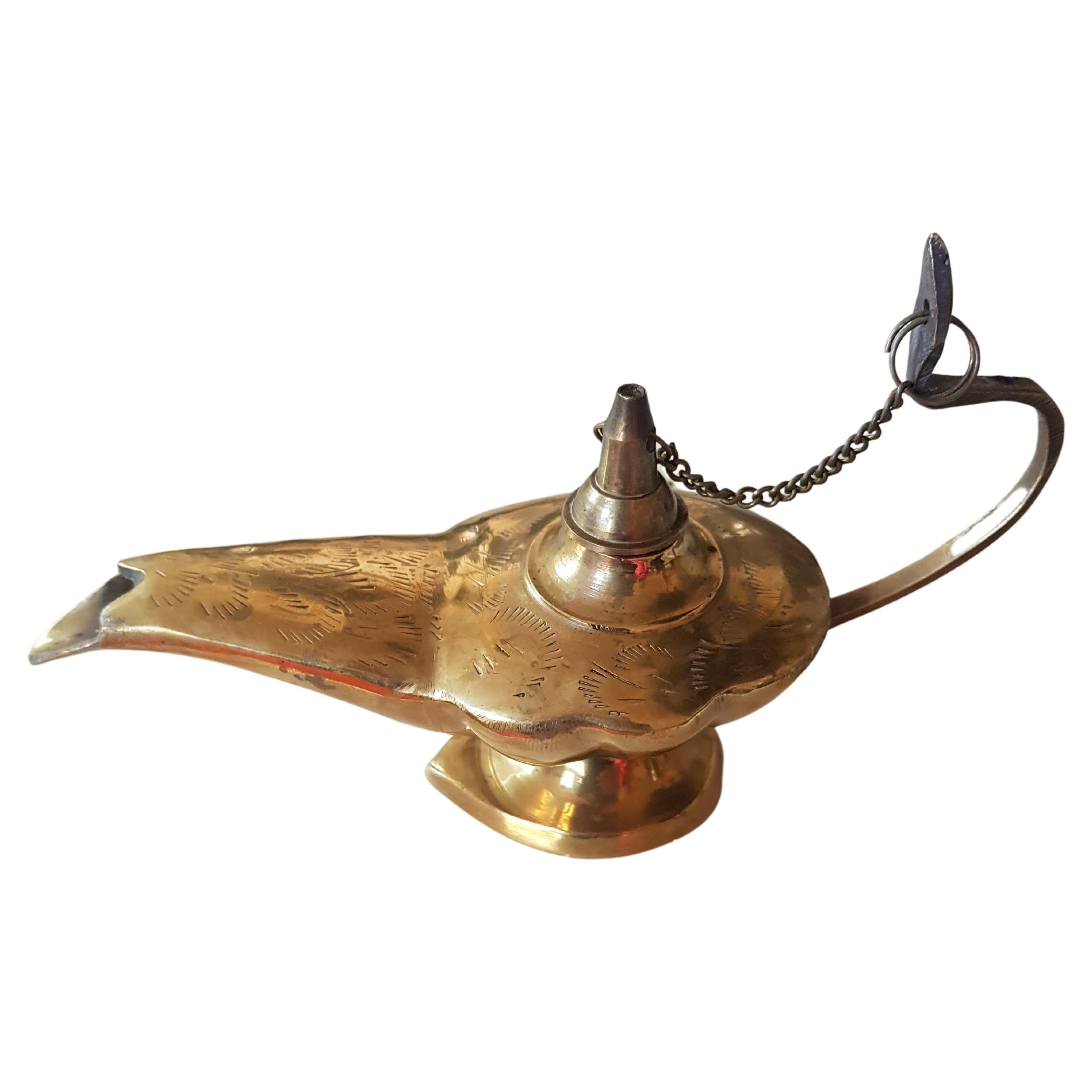 Vitange Brass Oil Lamp For Sale