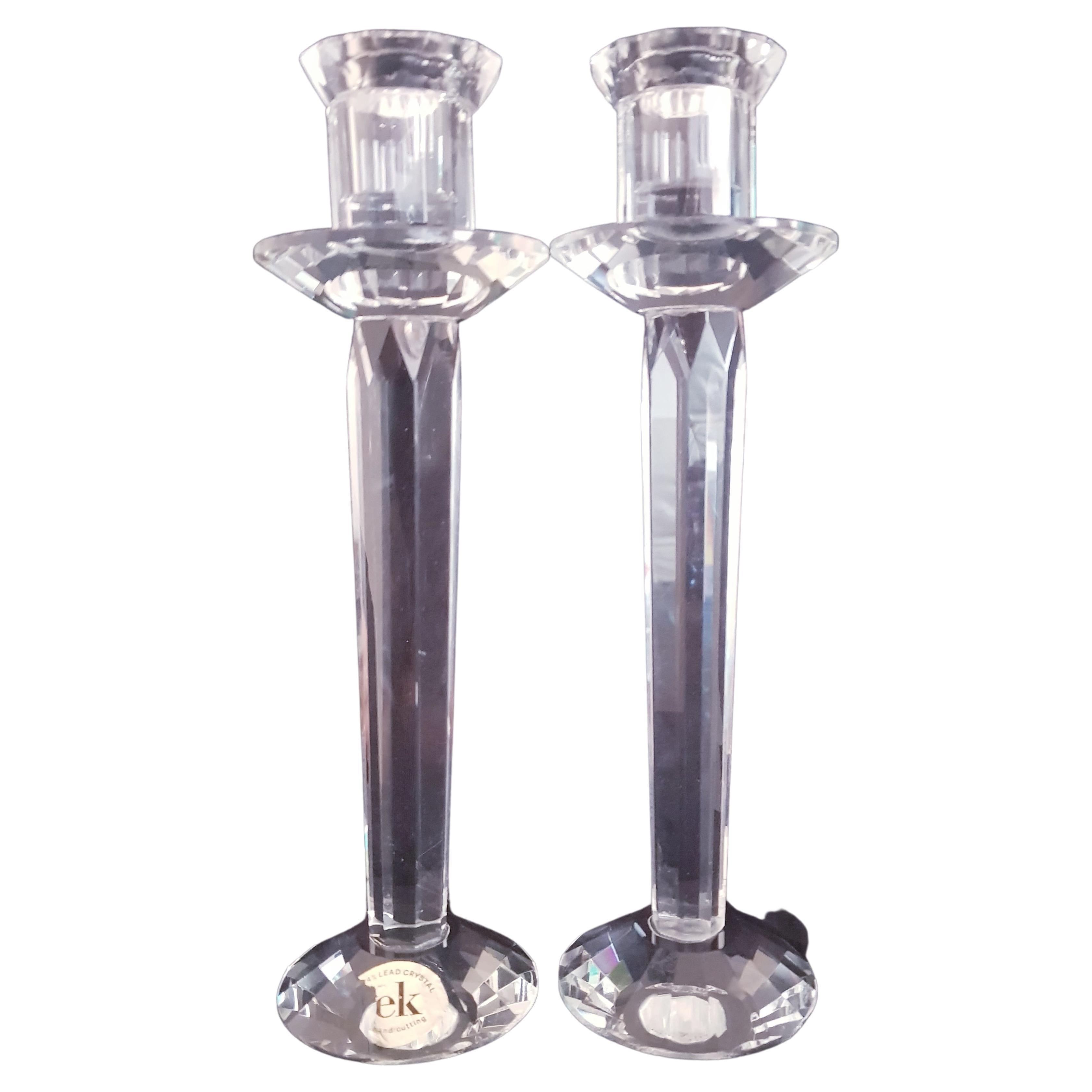 Vitange Brilliant Faceted Crystal Candle Holders