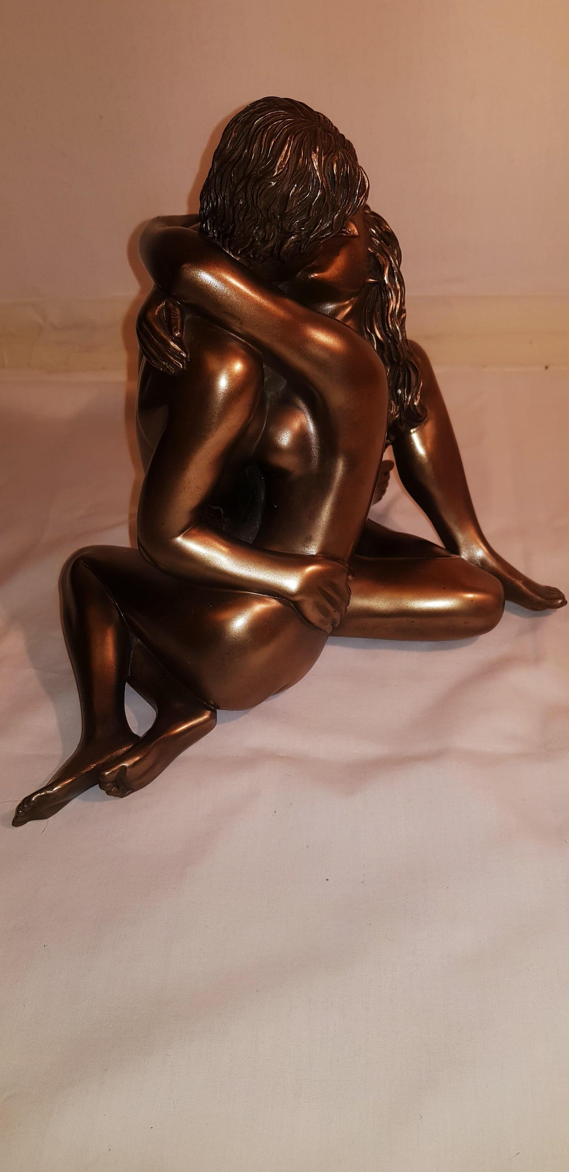 Vitange Bronze Lovers Sculpture Signed For Sale 4