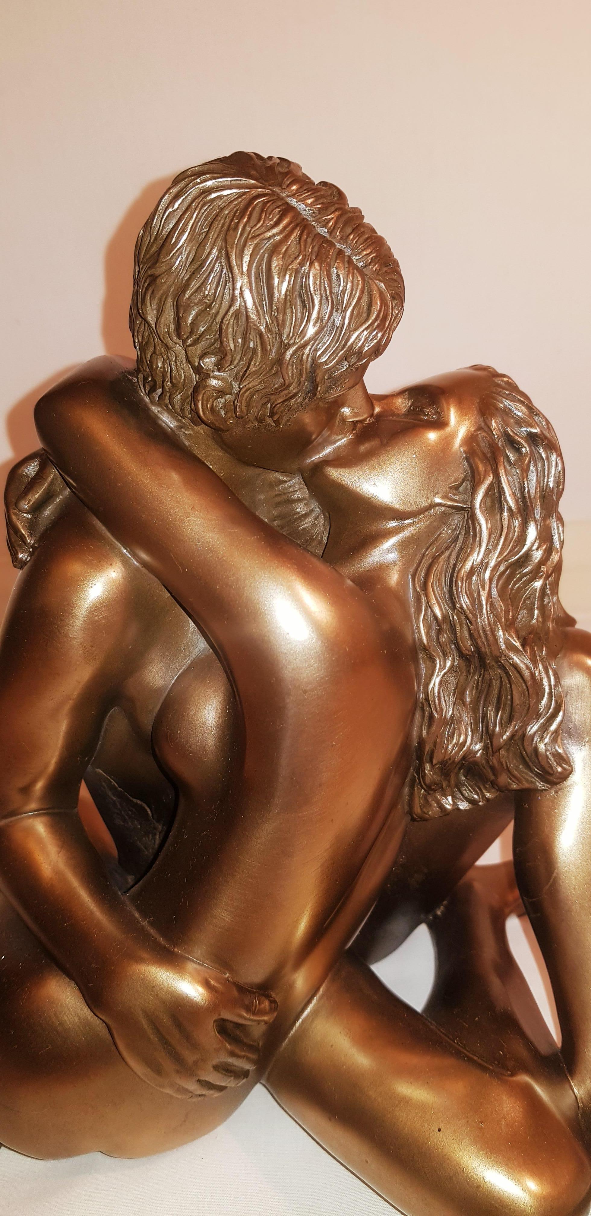 Vitange Bronze Lovers Sculpture Signed For Sale 5
