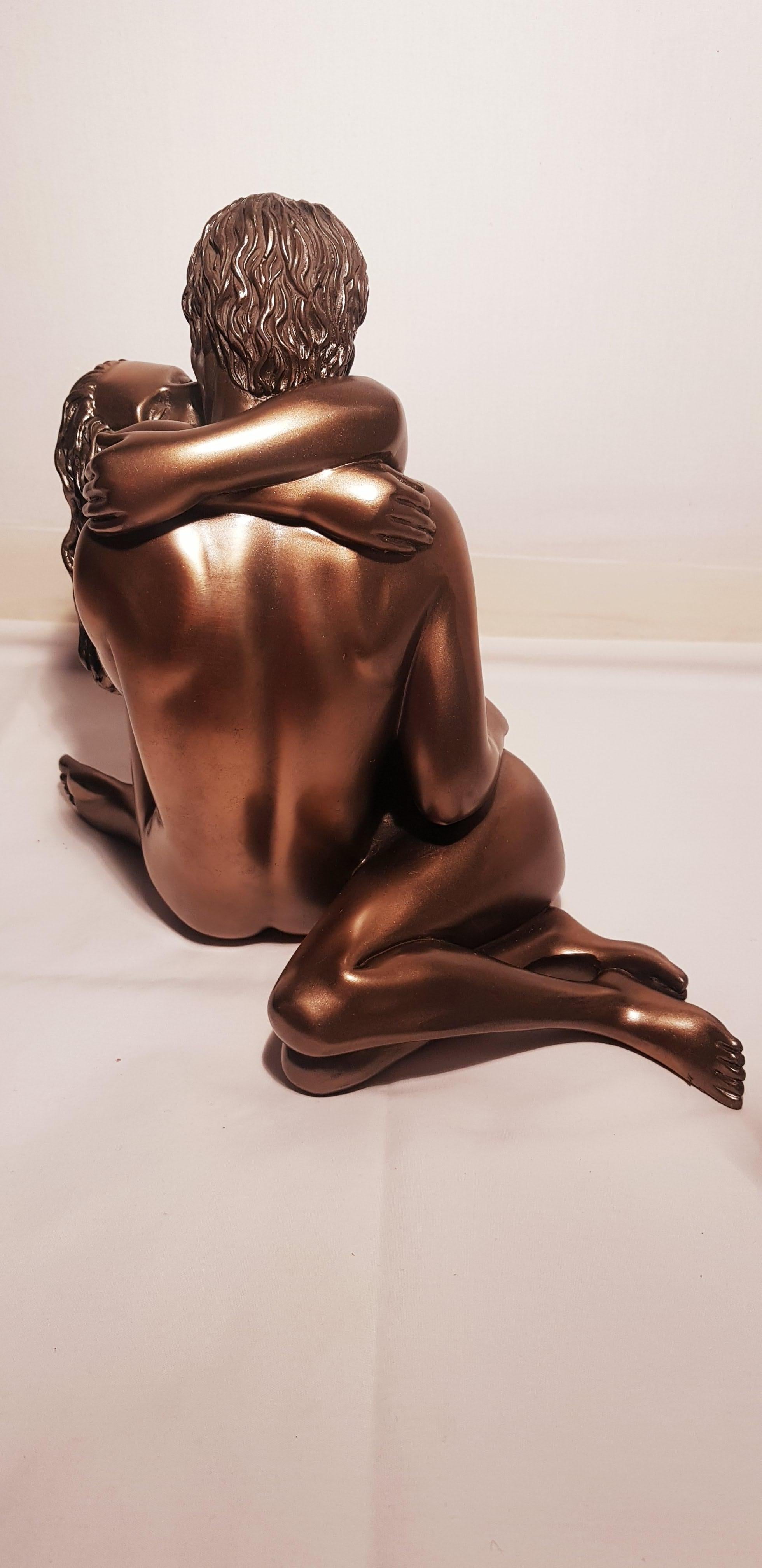 Art Nouveau Vitange Bronze Lovers Sculpture Signed For Sale