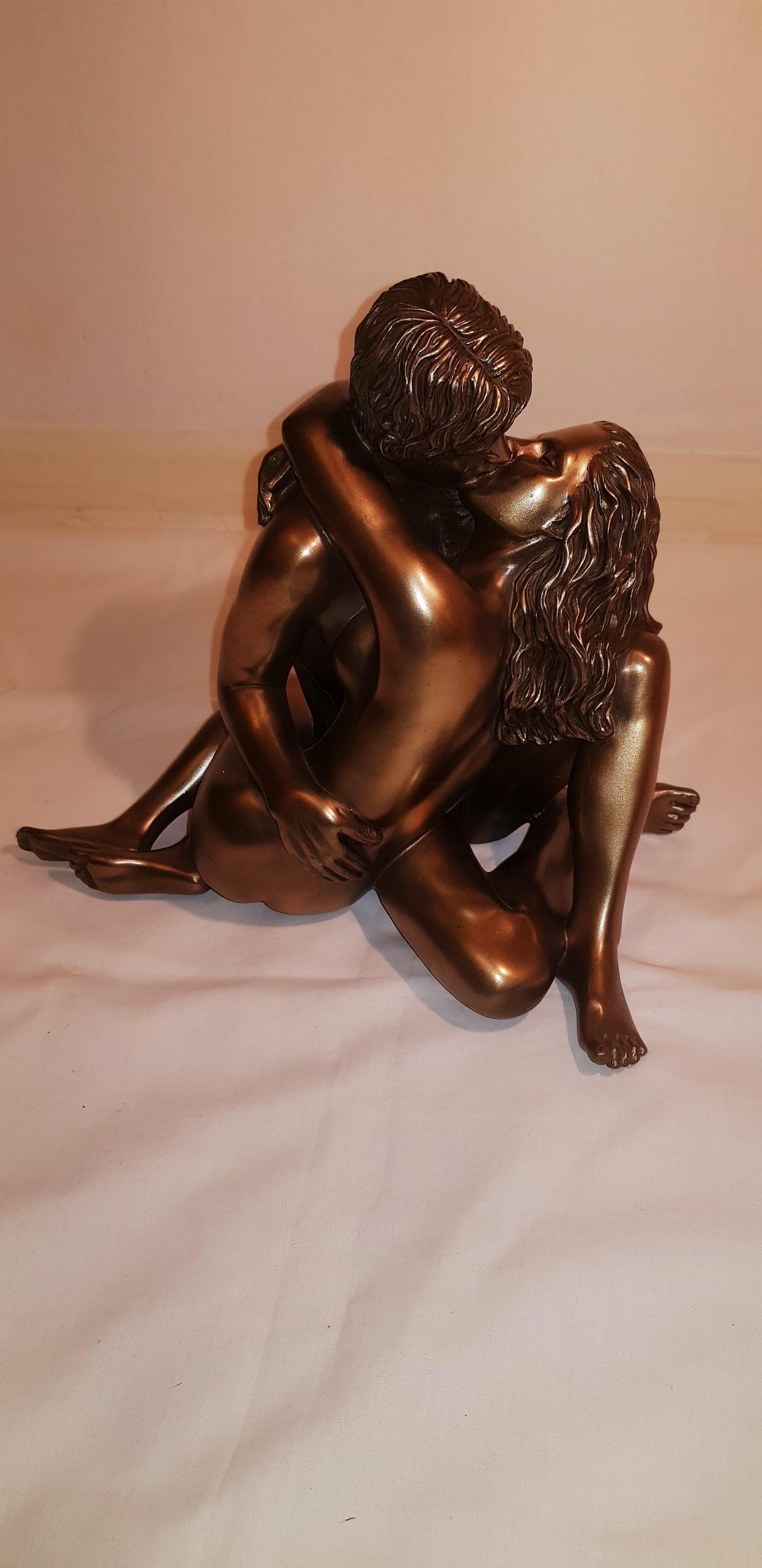 20th Century Vitange Bronze Lovers Sculpture Signed For Sale