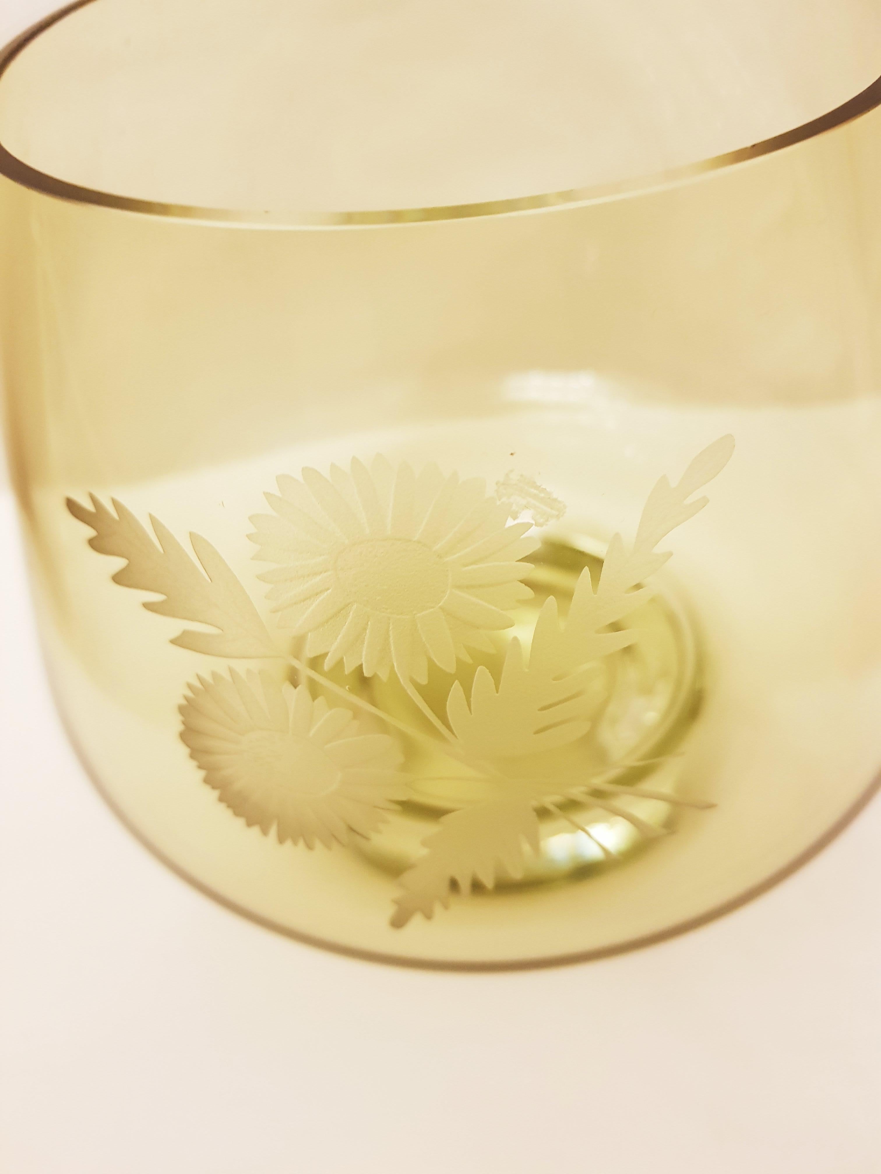 Art Deco Vitange Caithness Glass Engraved and Signed Vase For Sale