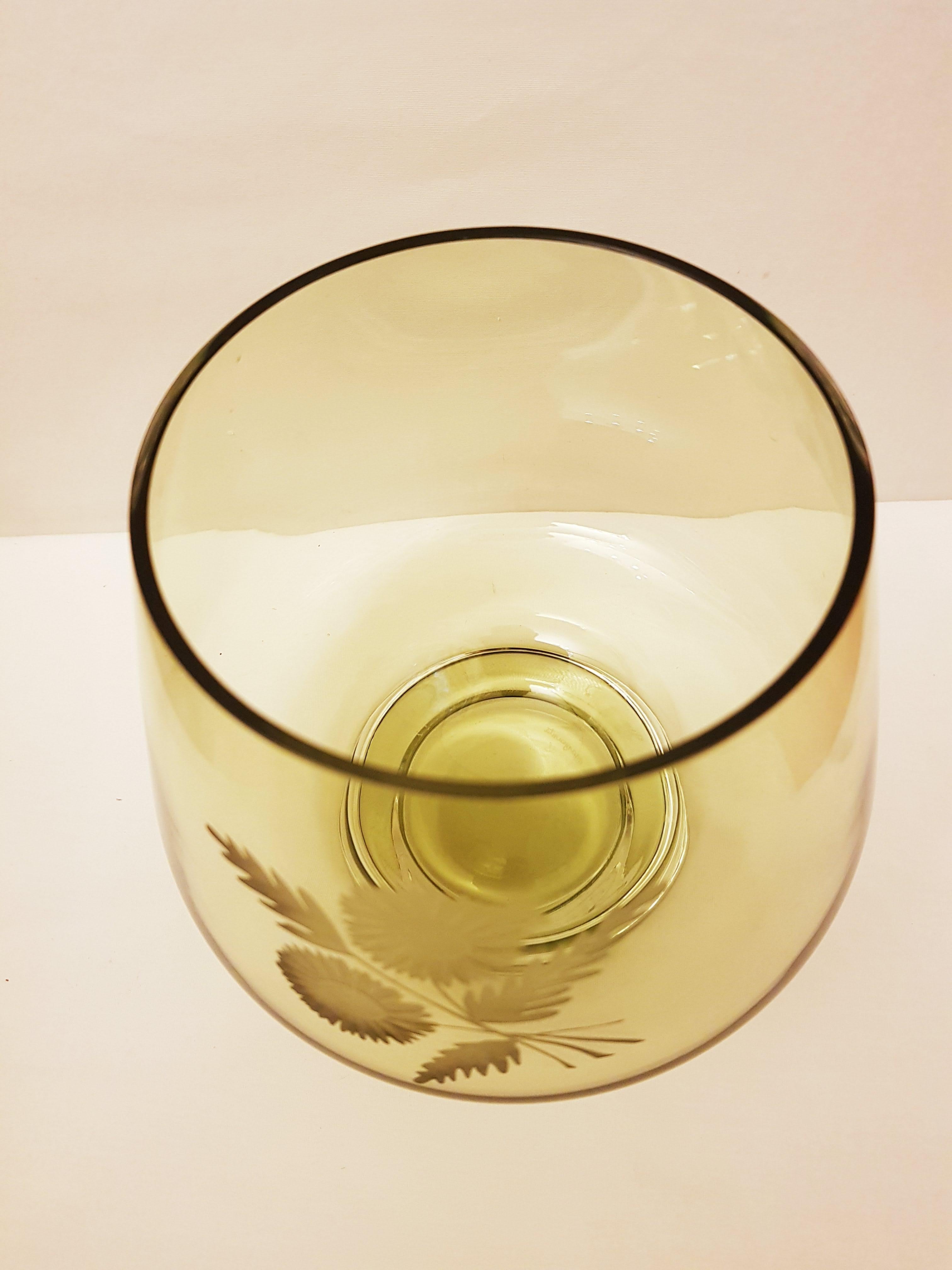 Scottish Vitange Caithness Glass Engraved and Signed Vase For Sale