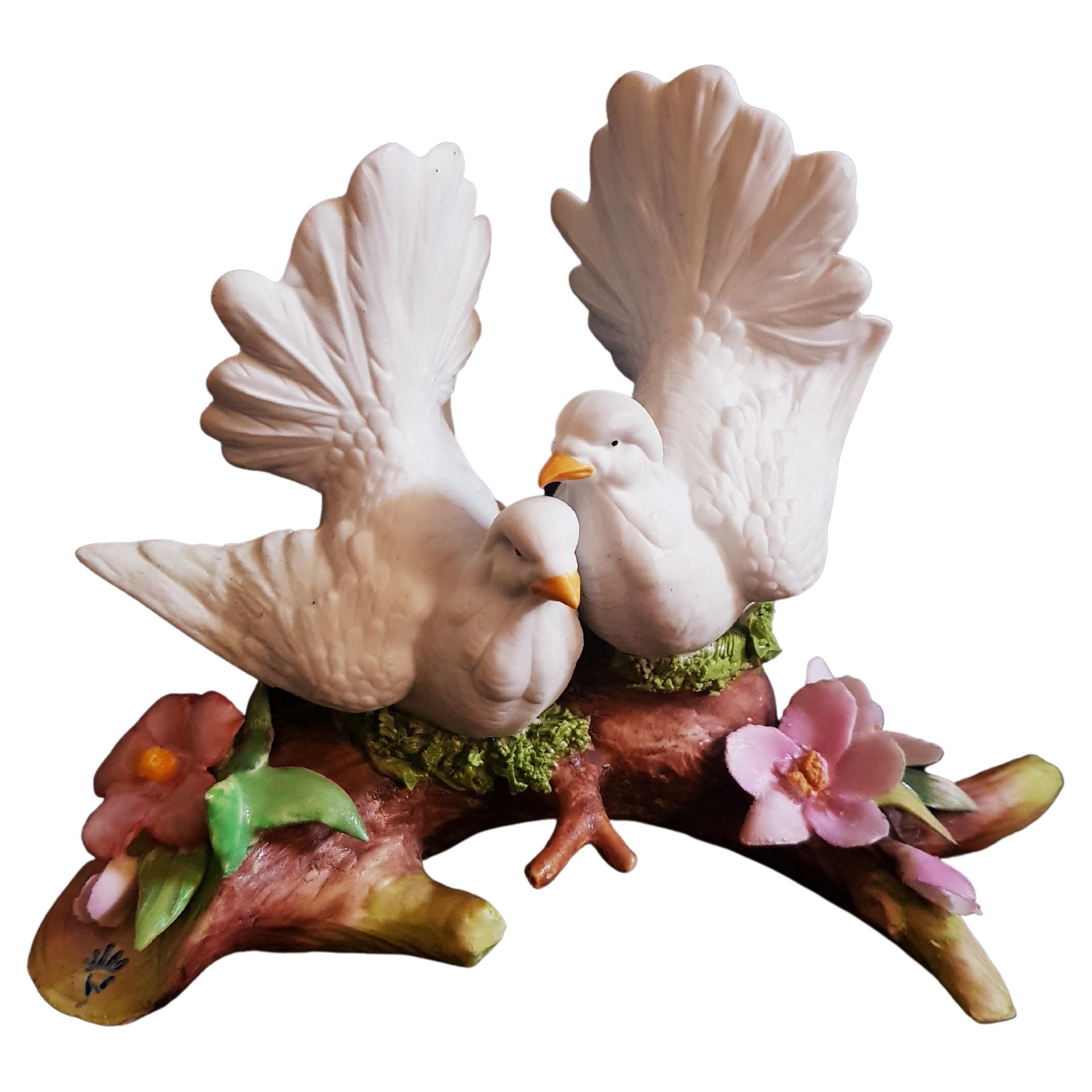 Vintage Capodimonte Ceramic Birds on the Branch For Sale