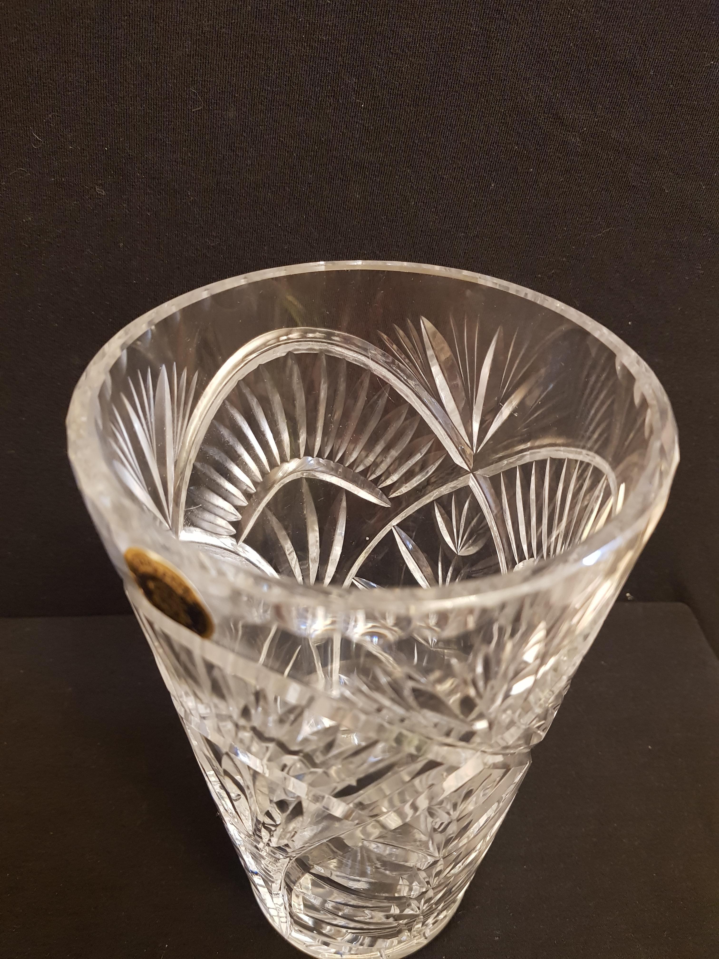 Art Nouveau Vitange Derwent Crystal Large Hand Cut Crystal Vase For Sale