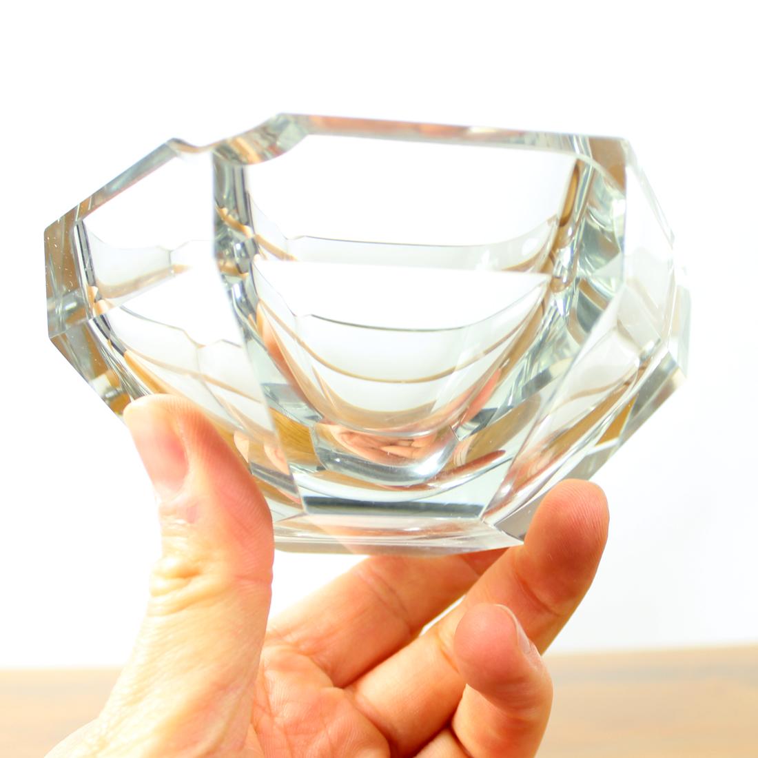 Vitange „Diamond“ Aschenbecher aus Glas, Tschechoslowakei 1950er Jahre im Zustand „Hervorragend“ im Angebot in Zohor, SK