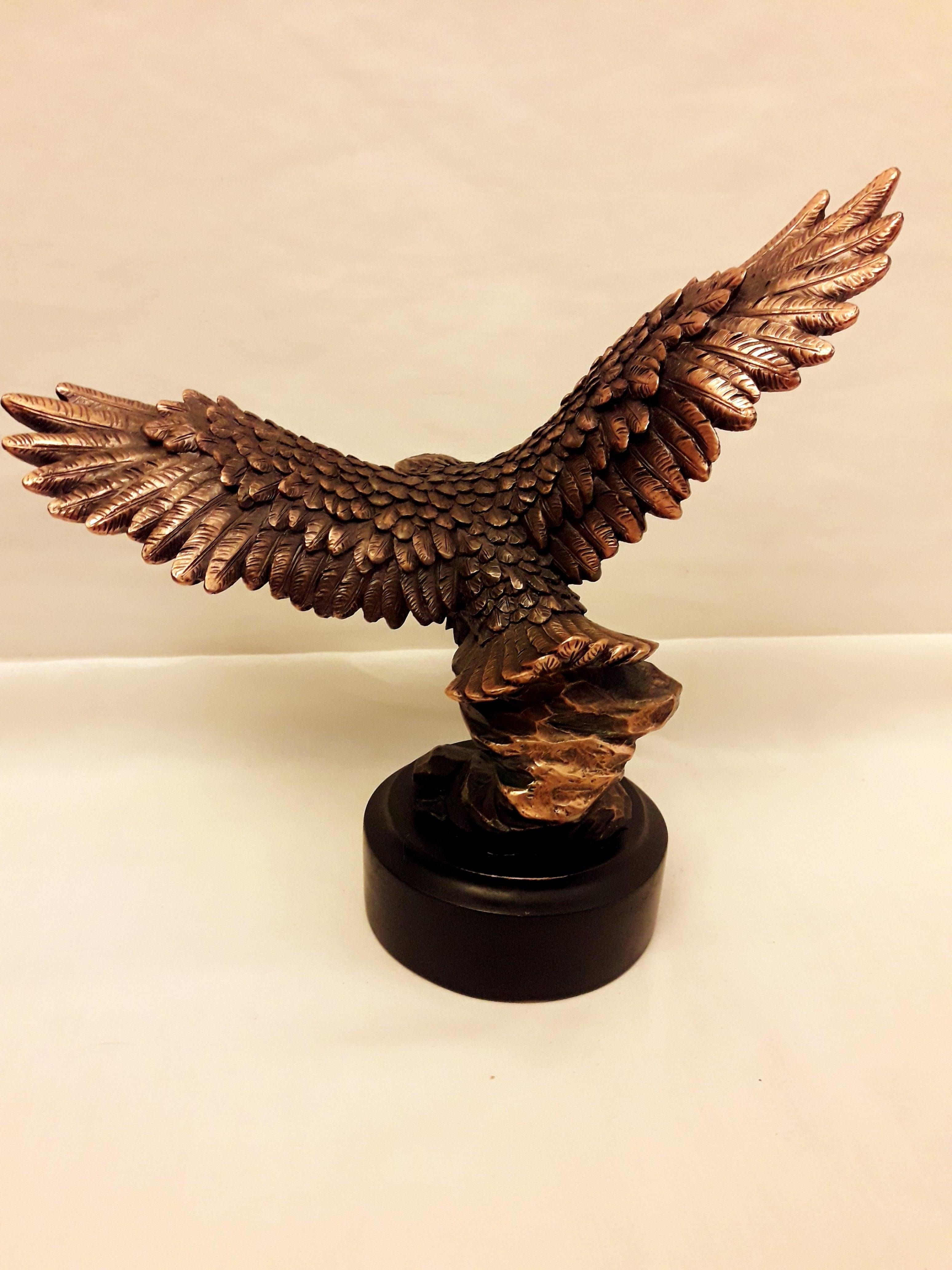 Arts and Crafts Vitange Eagle Sculpture Copper Plated For Sale
