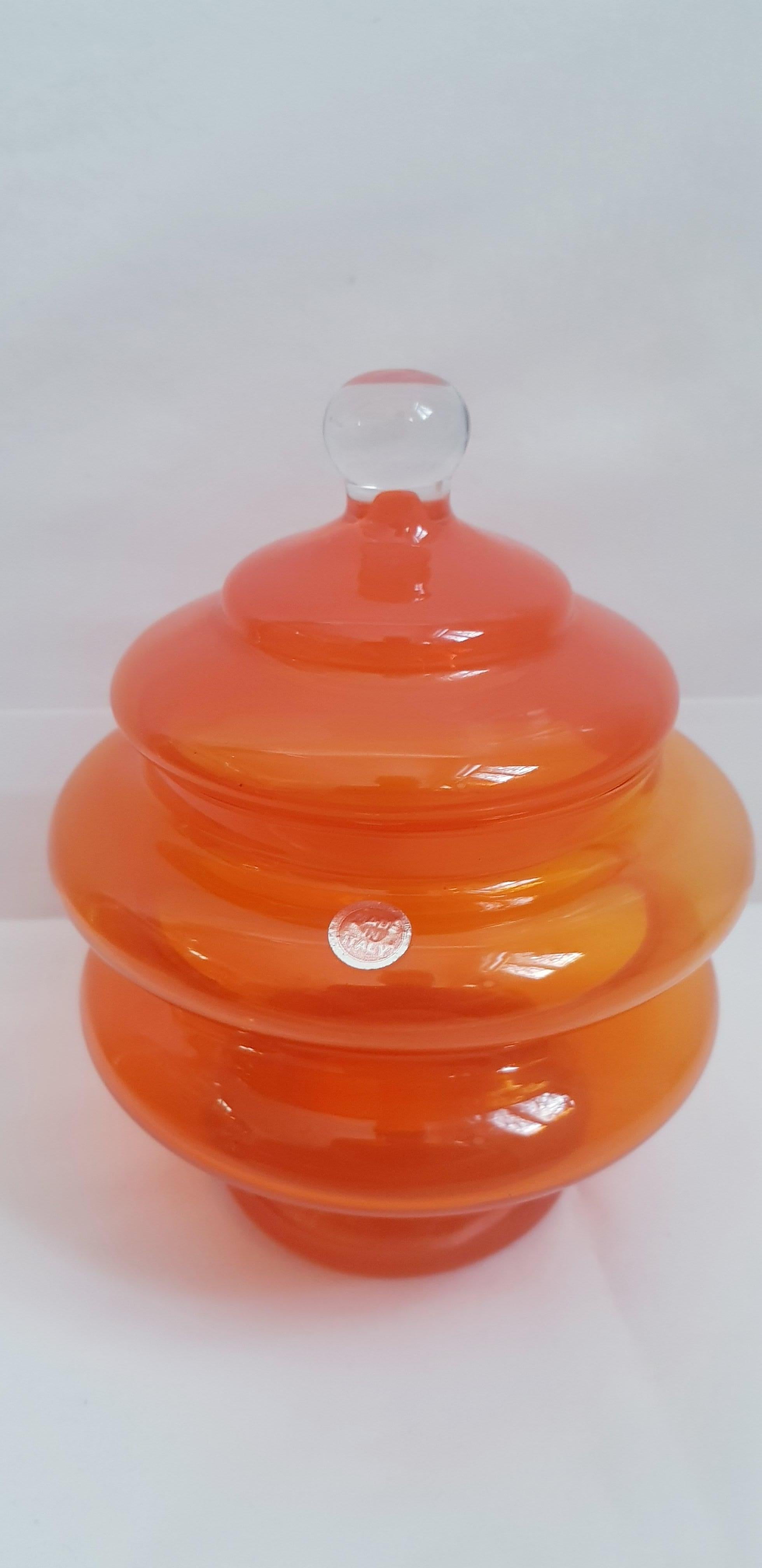 Beautiful vitange Empoli orange dish with original sticker brilliant condition.