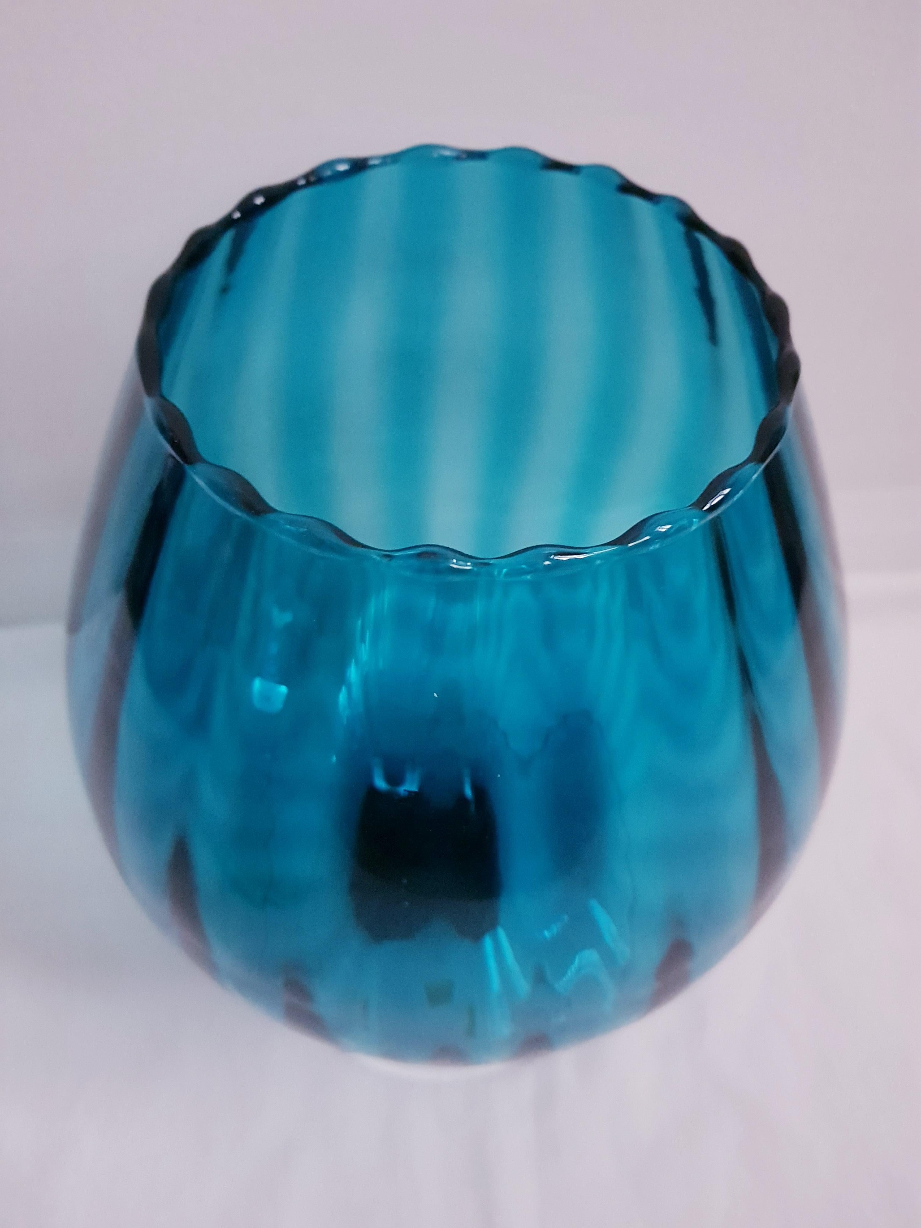 Art Deco Vitange Empoli Large Optical Decorative vase For Sale