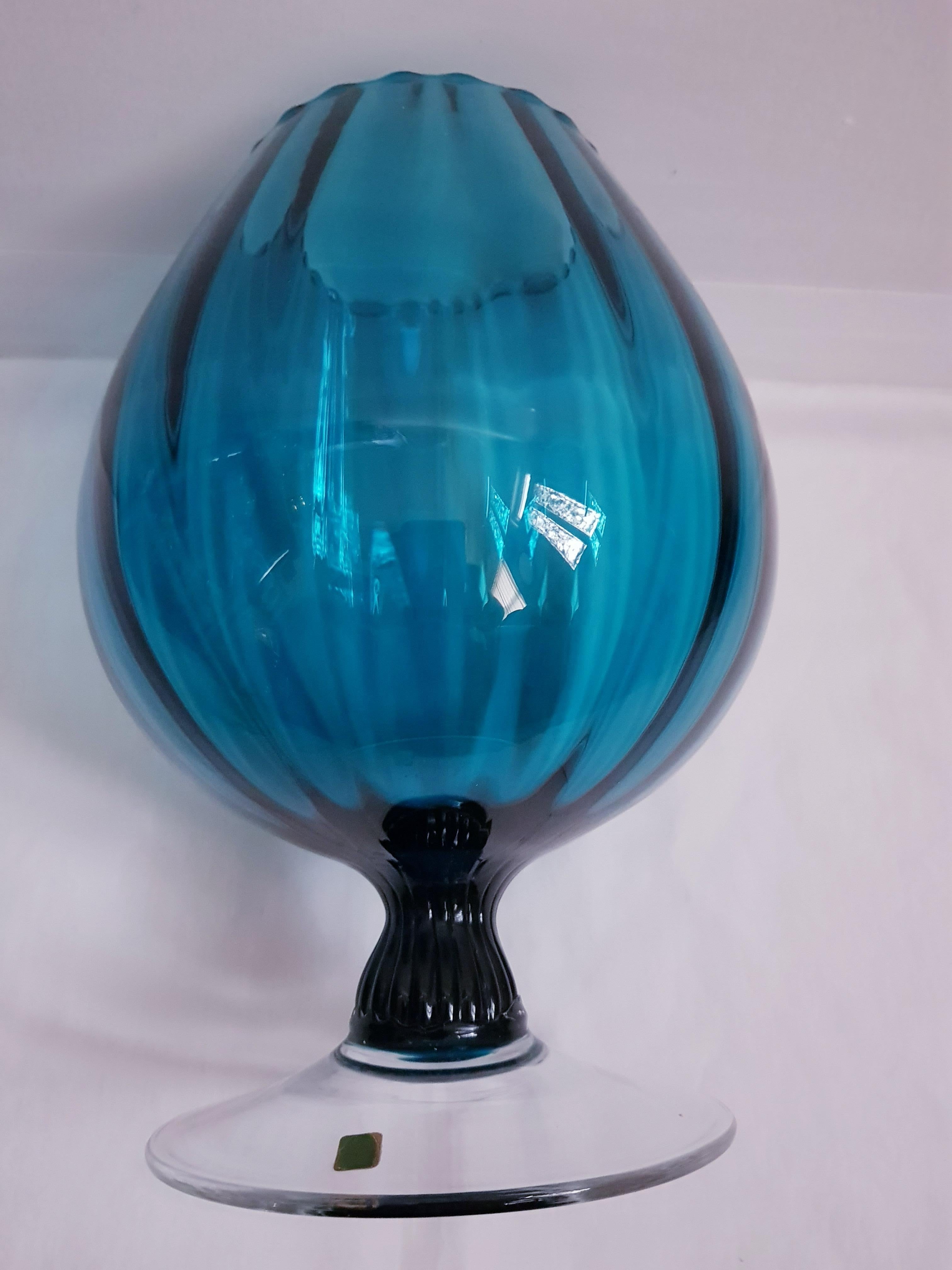 Italian Vitange Empoli Large Optical Decorative vase For Sale