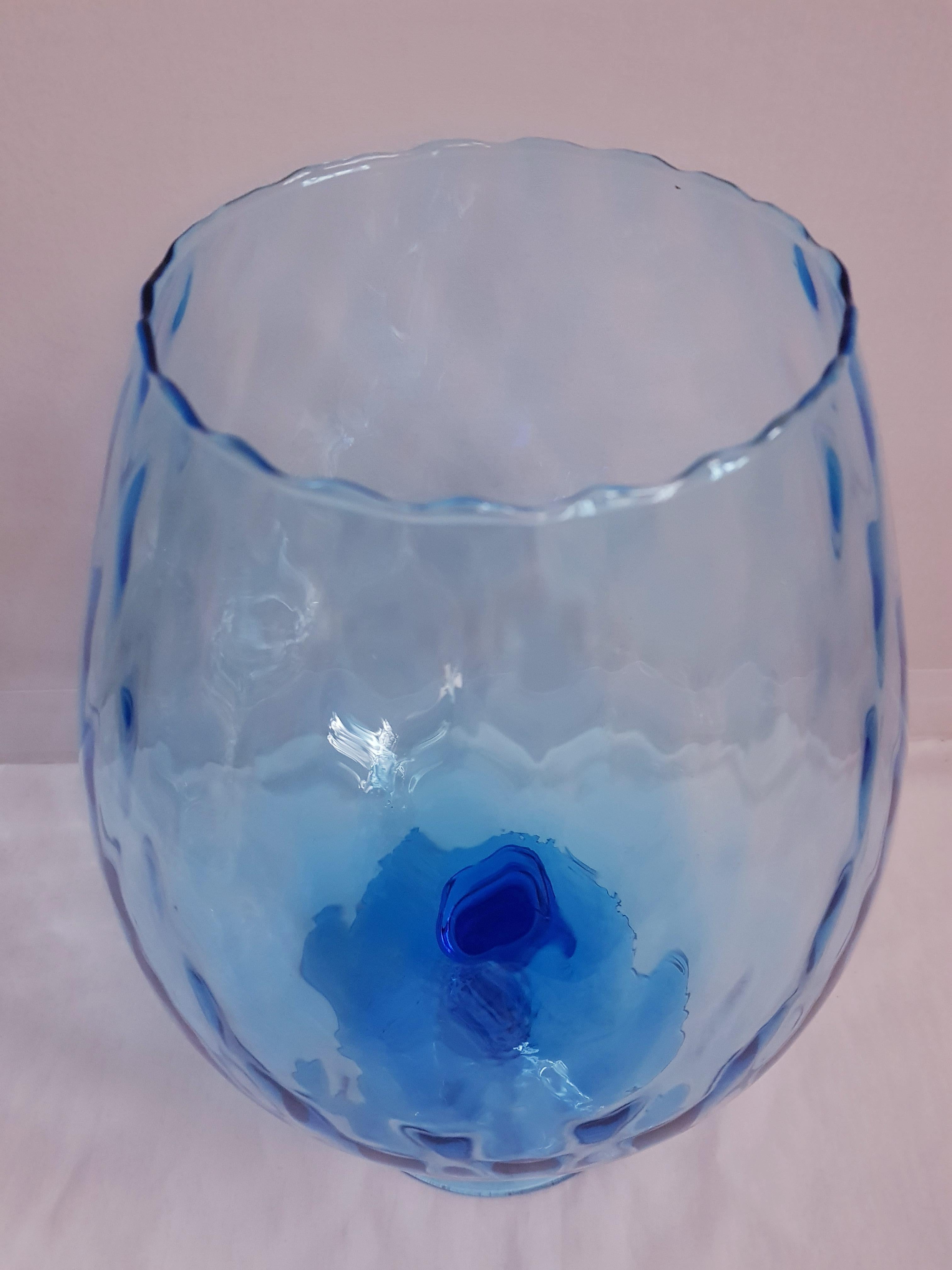 Hand-Crafted Vitange Empoli Large Optical Decorative Glass For Sale