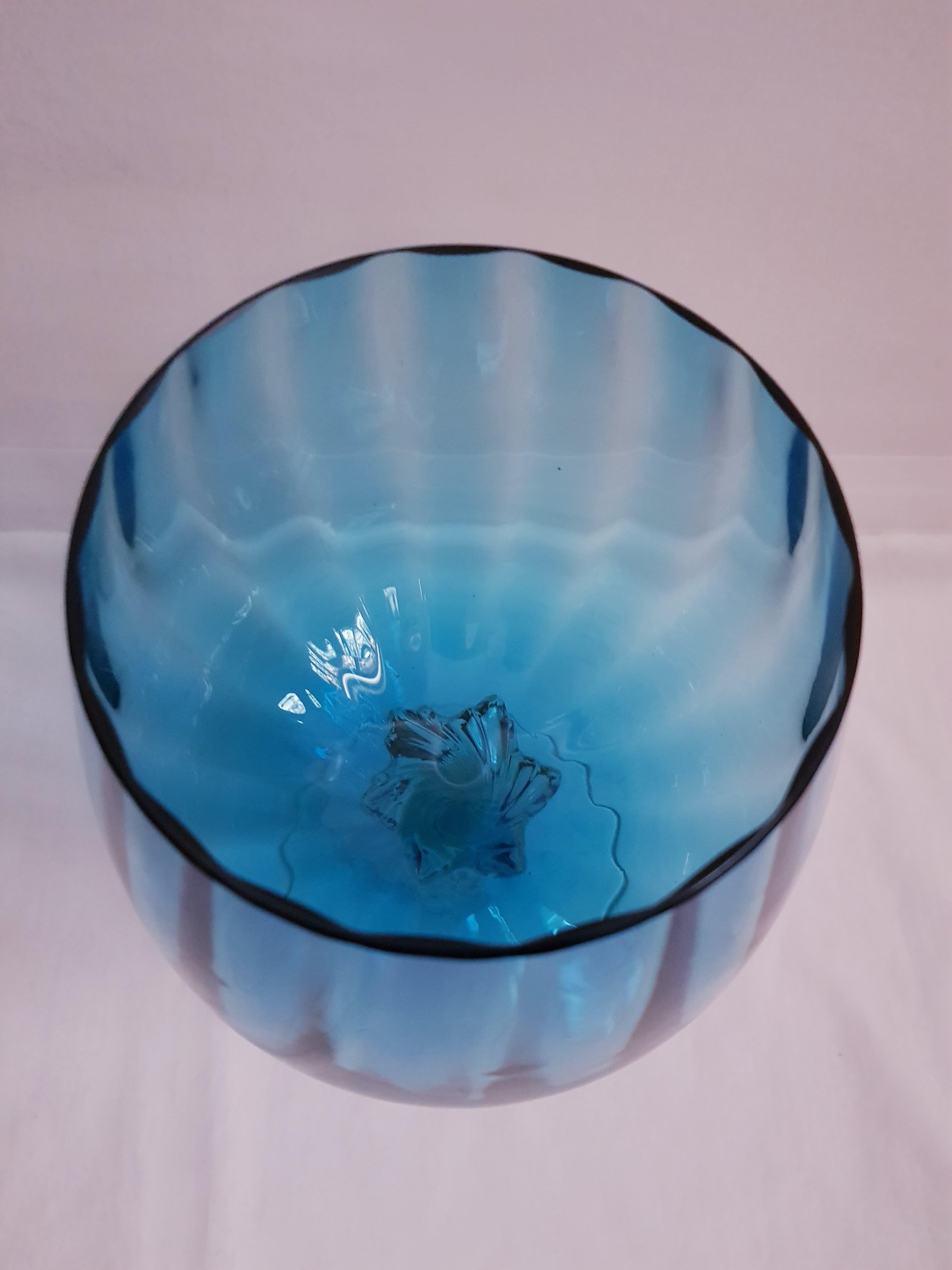 Hand-Crafted Vitange Empoli Large Optical Decorative Glass For Sale