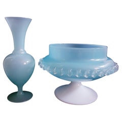 Vase et bol en opaline Vitange Empoli