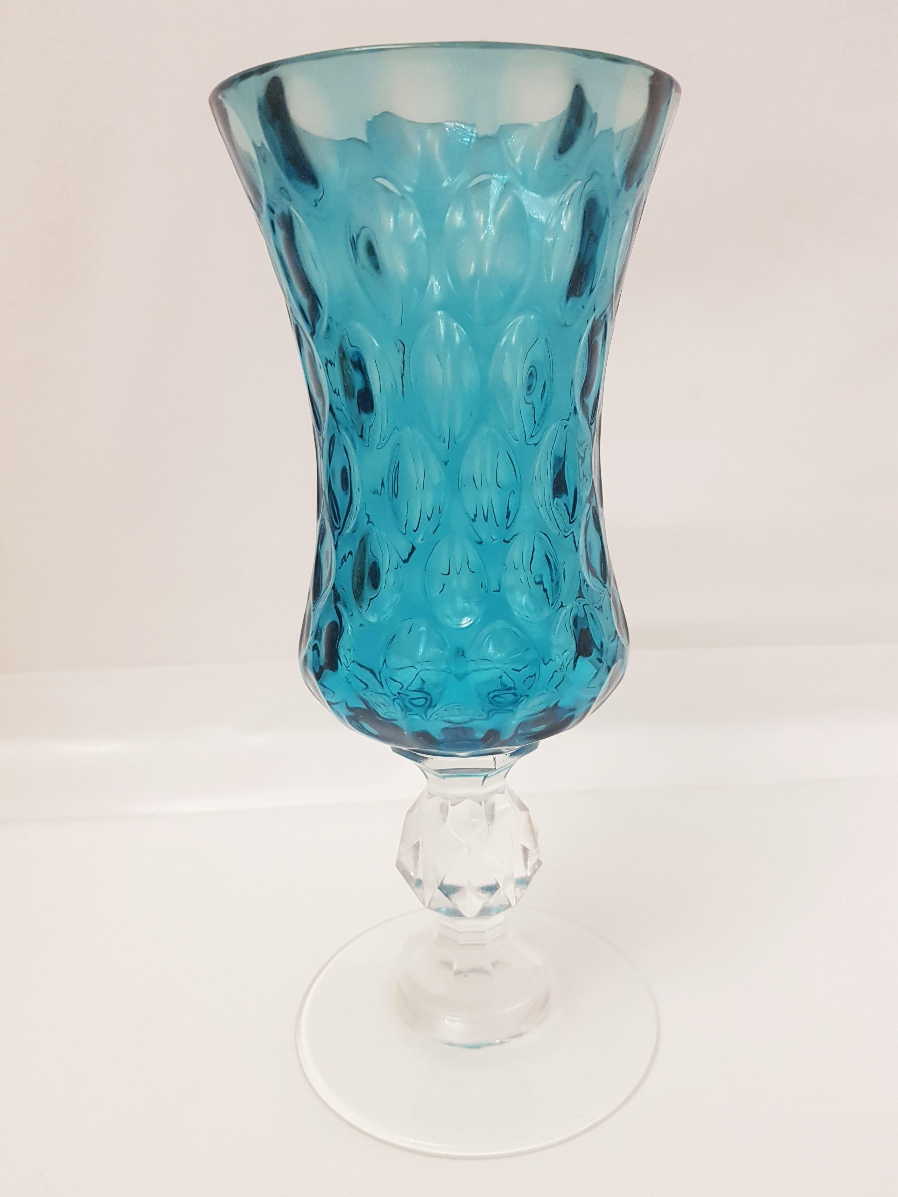 Beautiful vitange Empoli optical glass, blue colour brilliant condition.