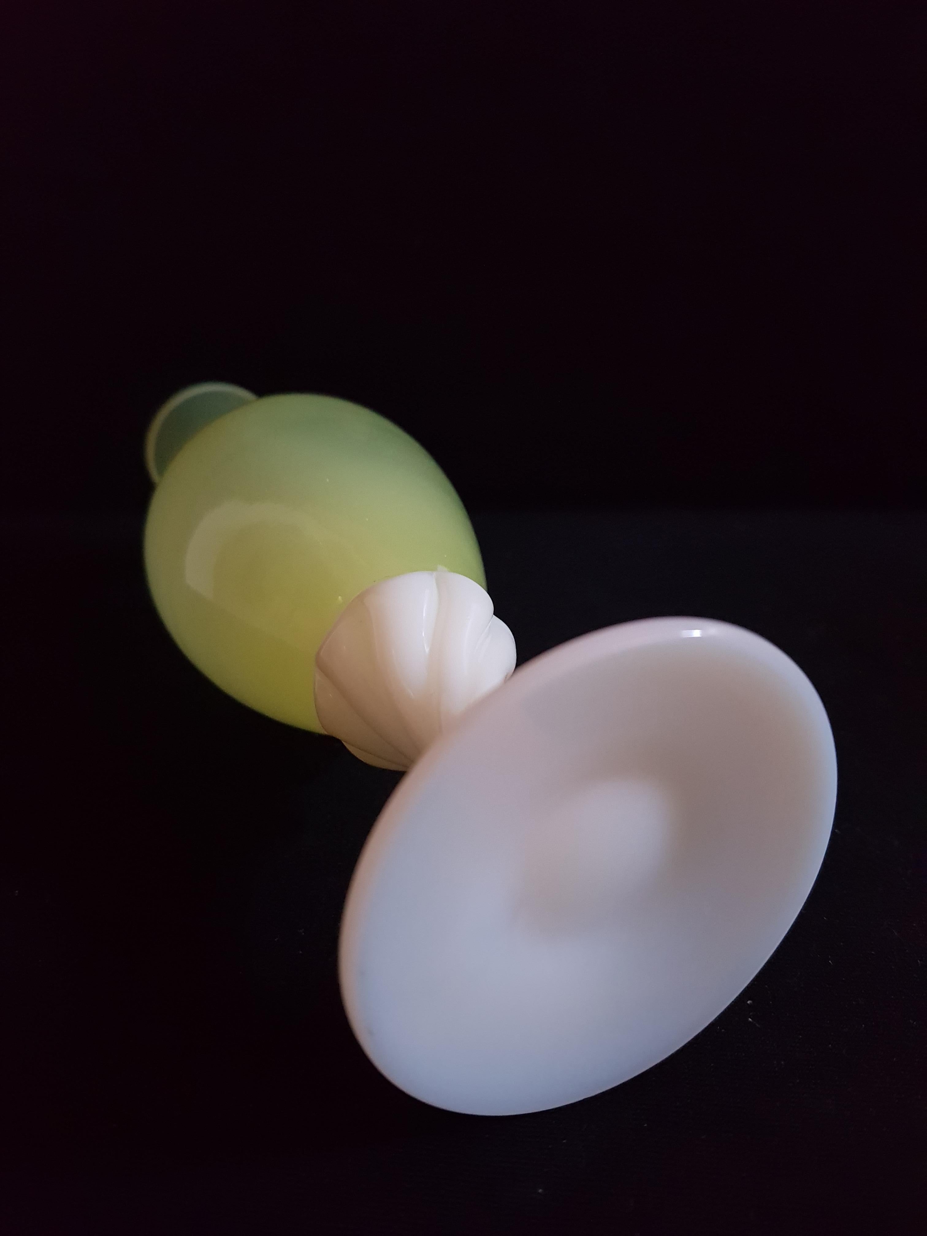 Hand-Crafted Rare Vitange Empoli Uranium Opaline Glass Vase For Sale