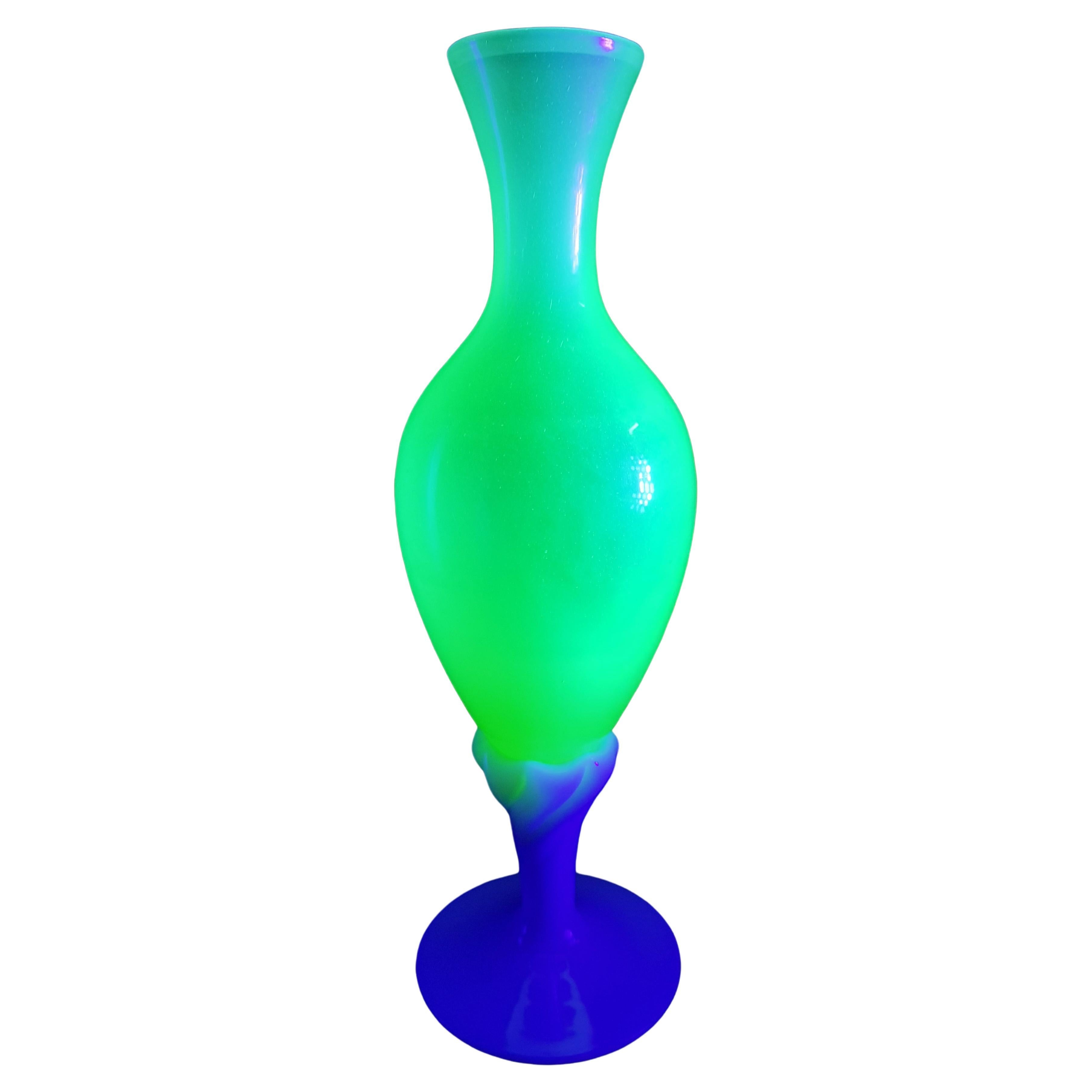 Rare Vitange Empoli Uranium Opaline Glass Vase For Sale
